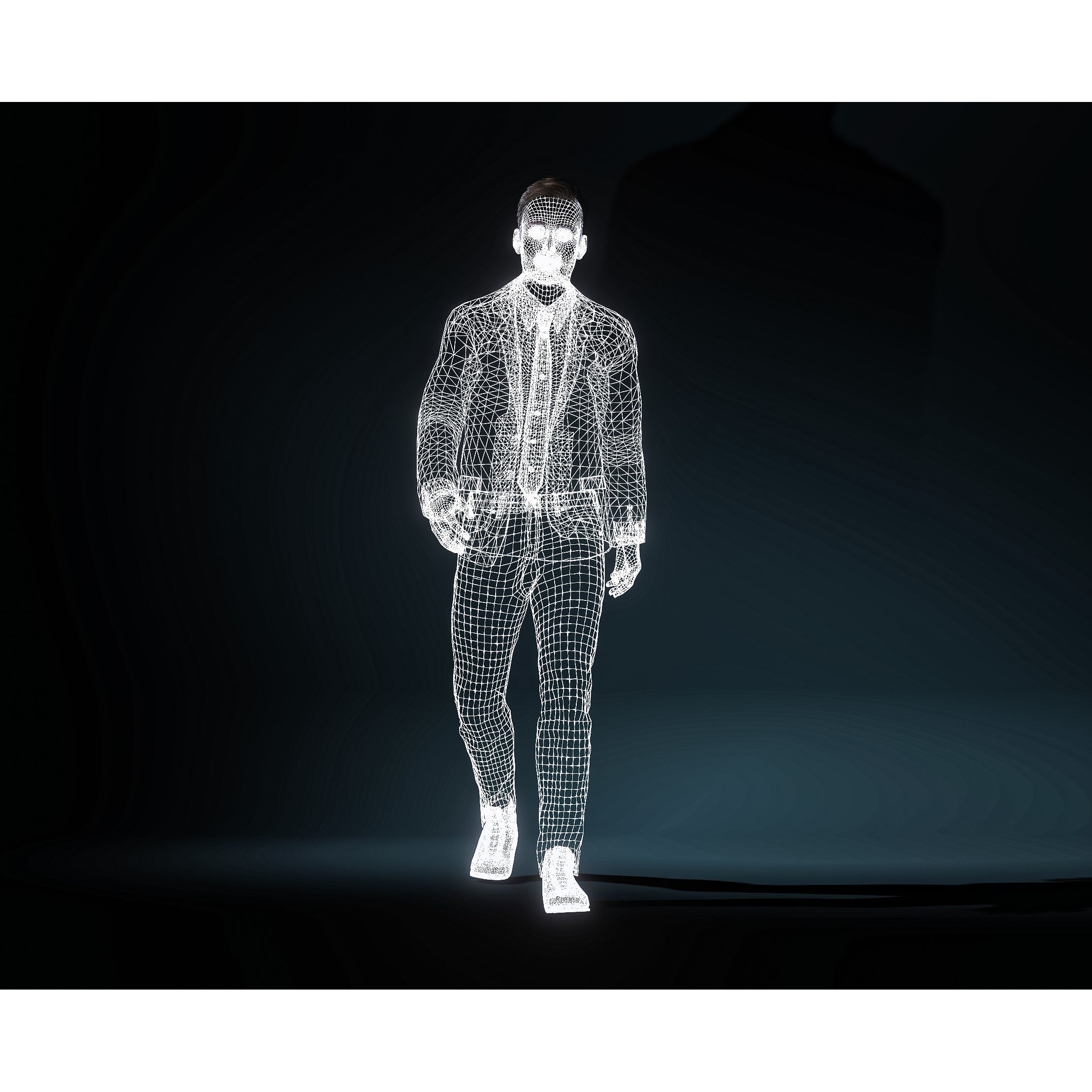 Realistic Man Grey Suit - Low-Poly Game-Ready 3D Model - View 18