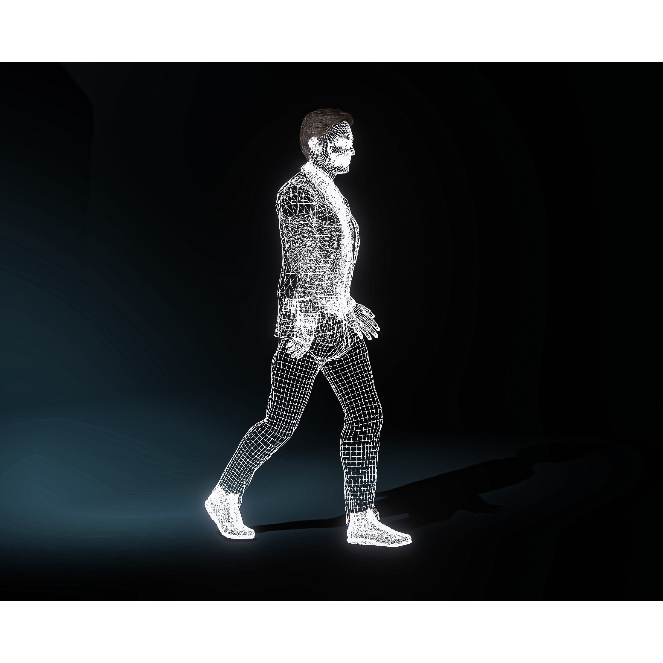 Realistic Man Grey Suit - Low-Poly Game-Ready 3D Model - View 19