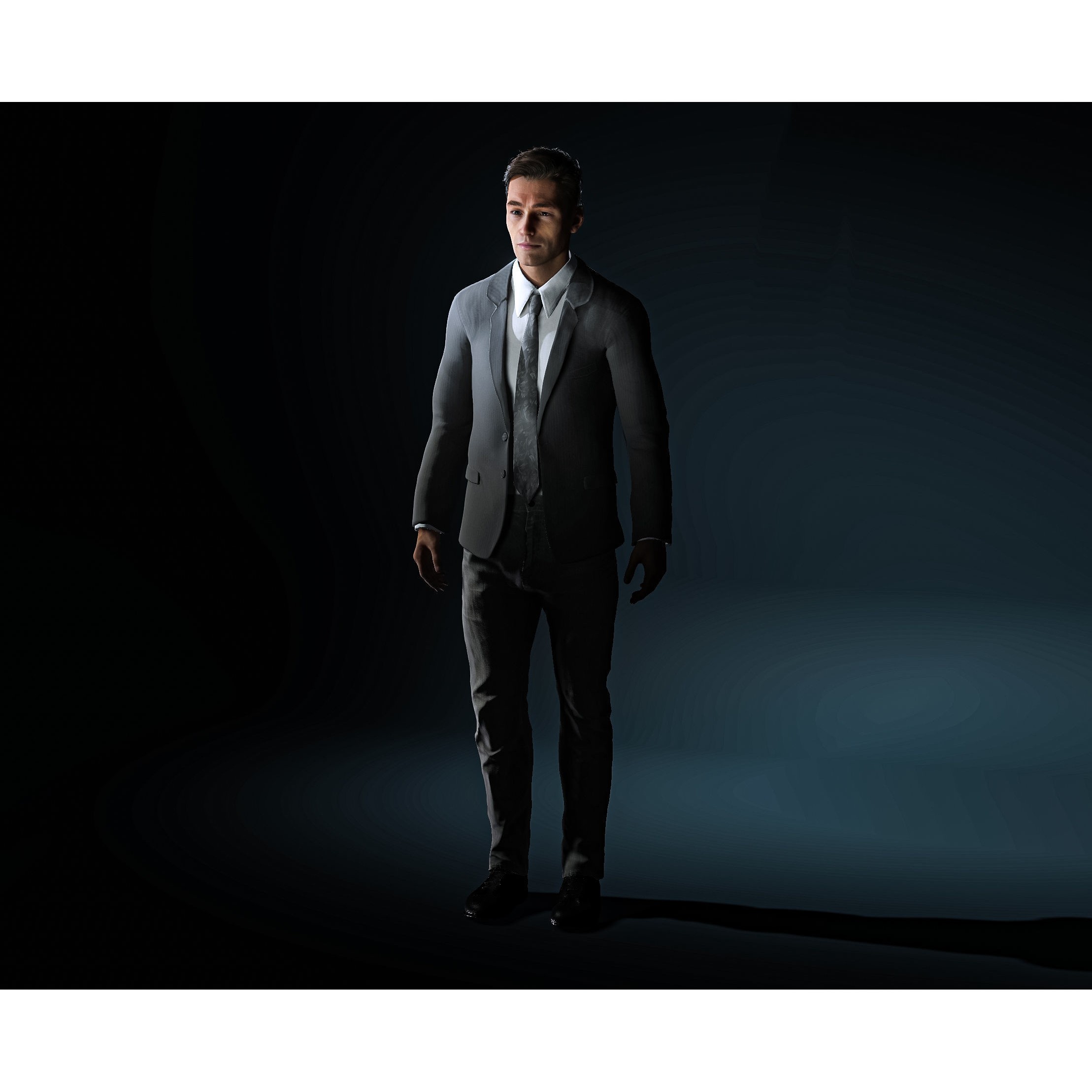 Realistic Man Grey Suit - Low-Poly Game-Ready 3D Model - View 3