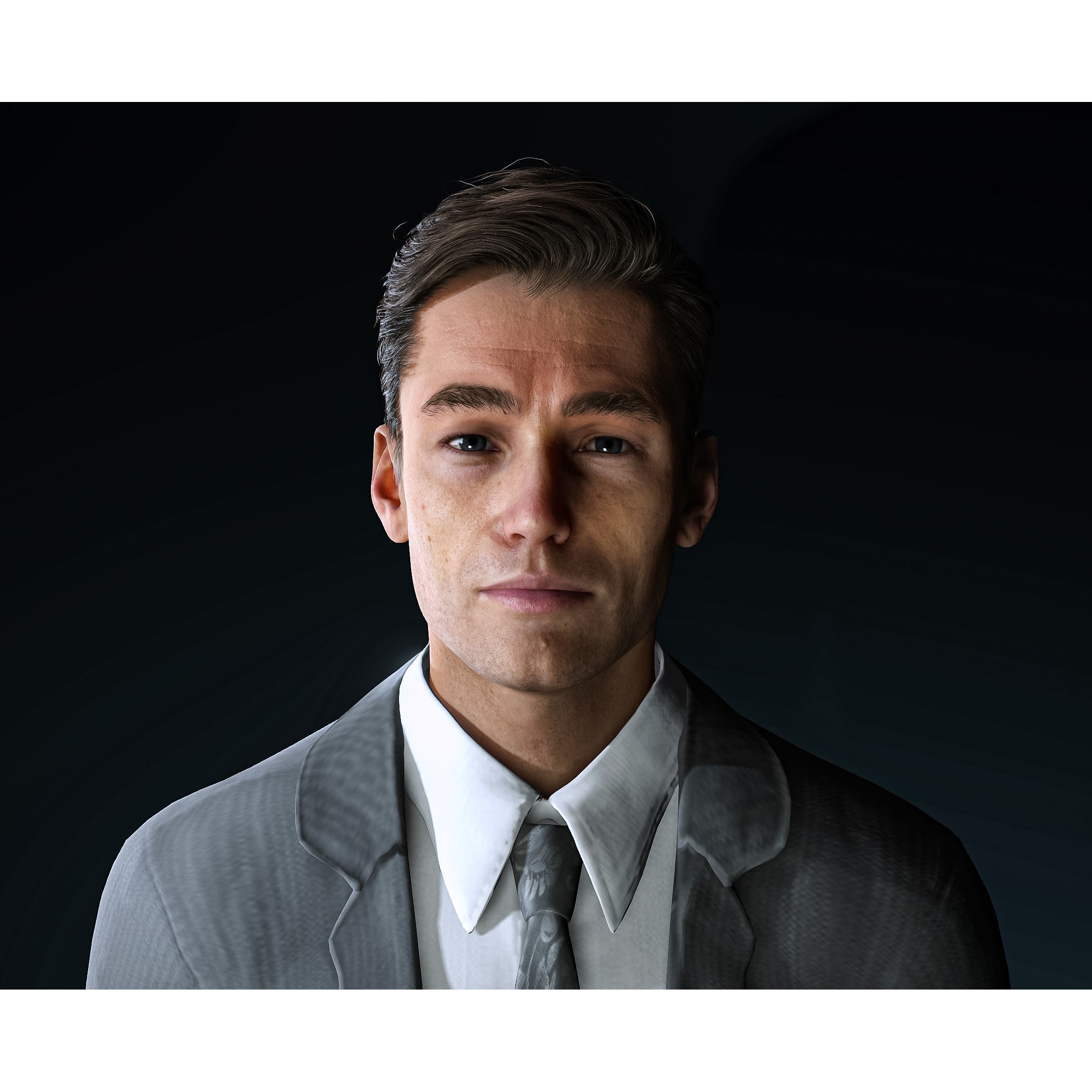 Realistic Man Grey Suit - Low-Poly Game-Ready 3D Model - View 4