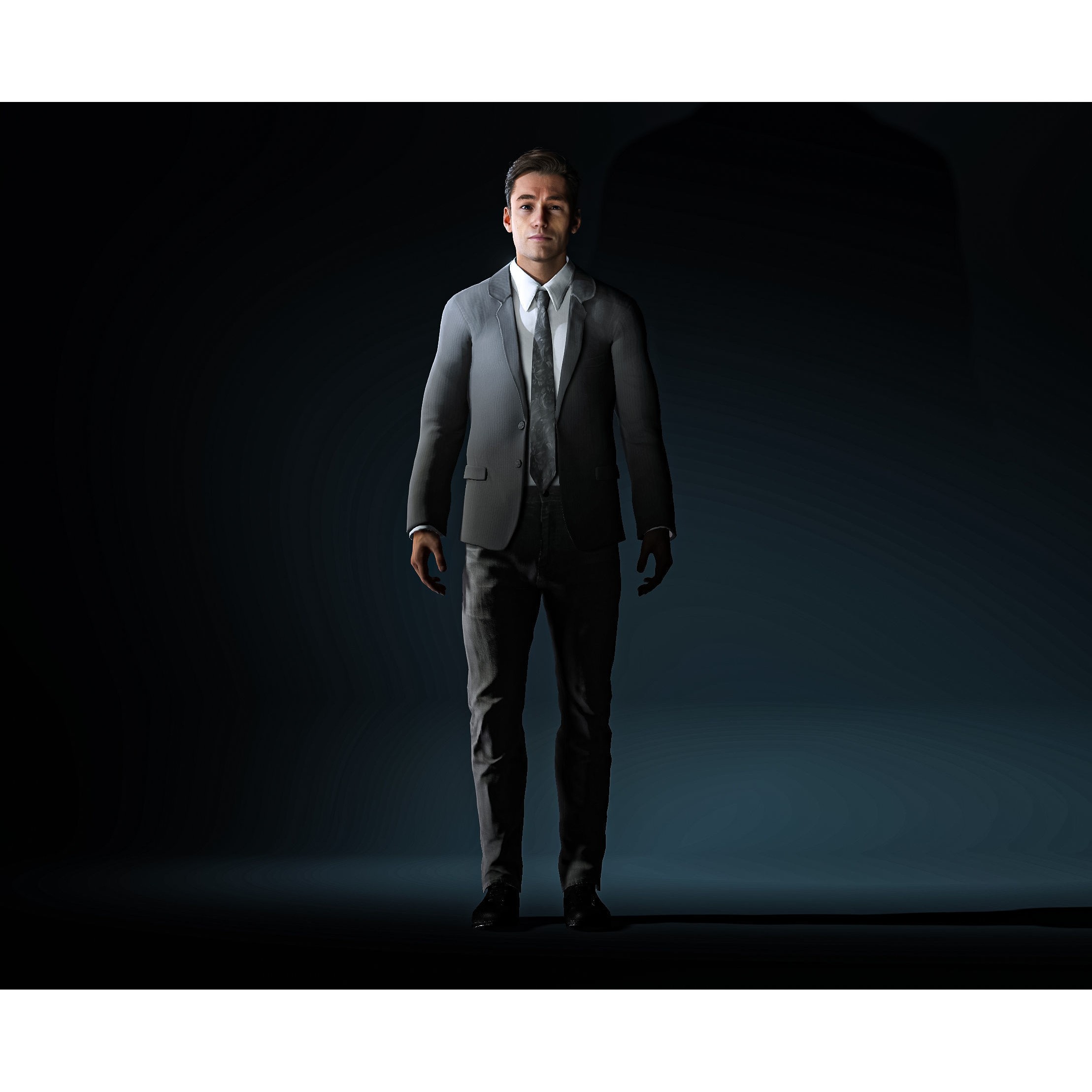 Realistic Man Grey Suit - Low-Poly Game-Ready 3D Model - View 5