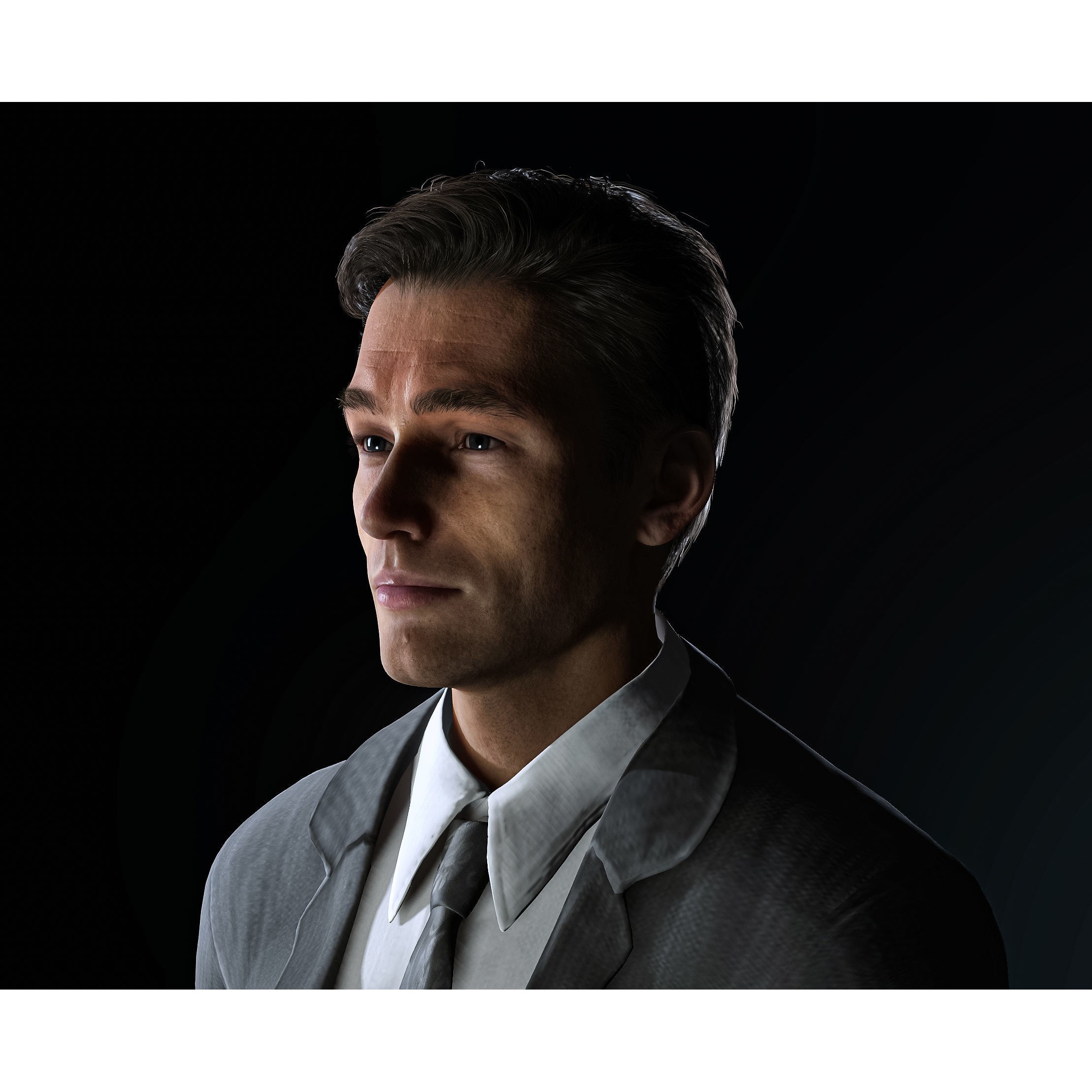Realistic Man Grey Suit - Low-Poly Game-Ready 3D Model - View 6