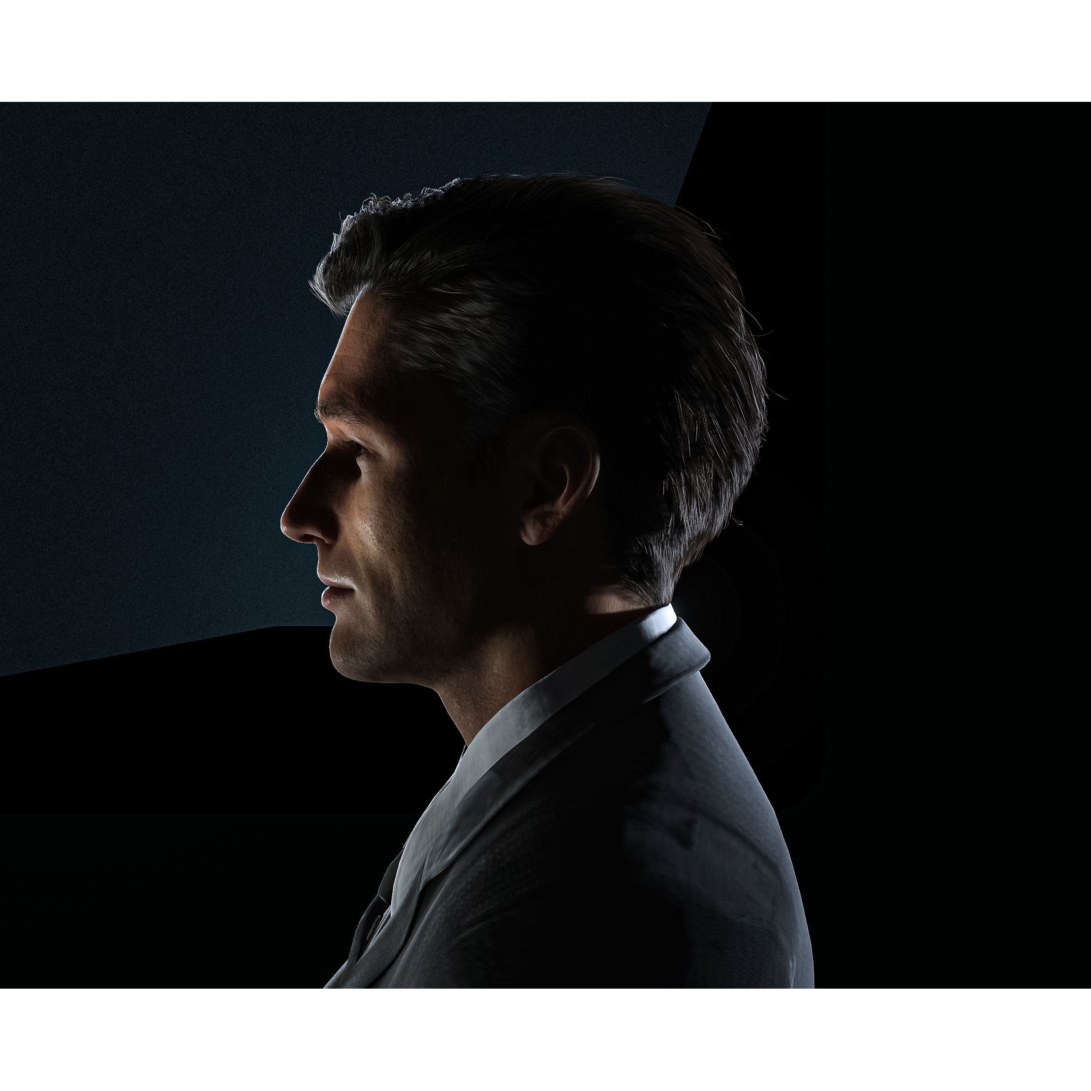 Realistic Man Grey Suit - Low-Poly Game-Ready 3D Model - View 7