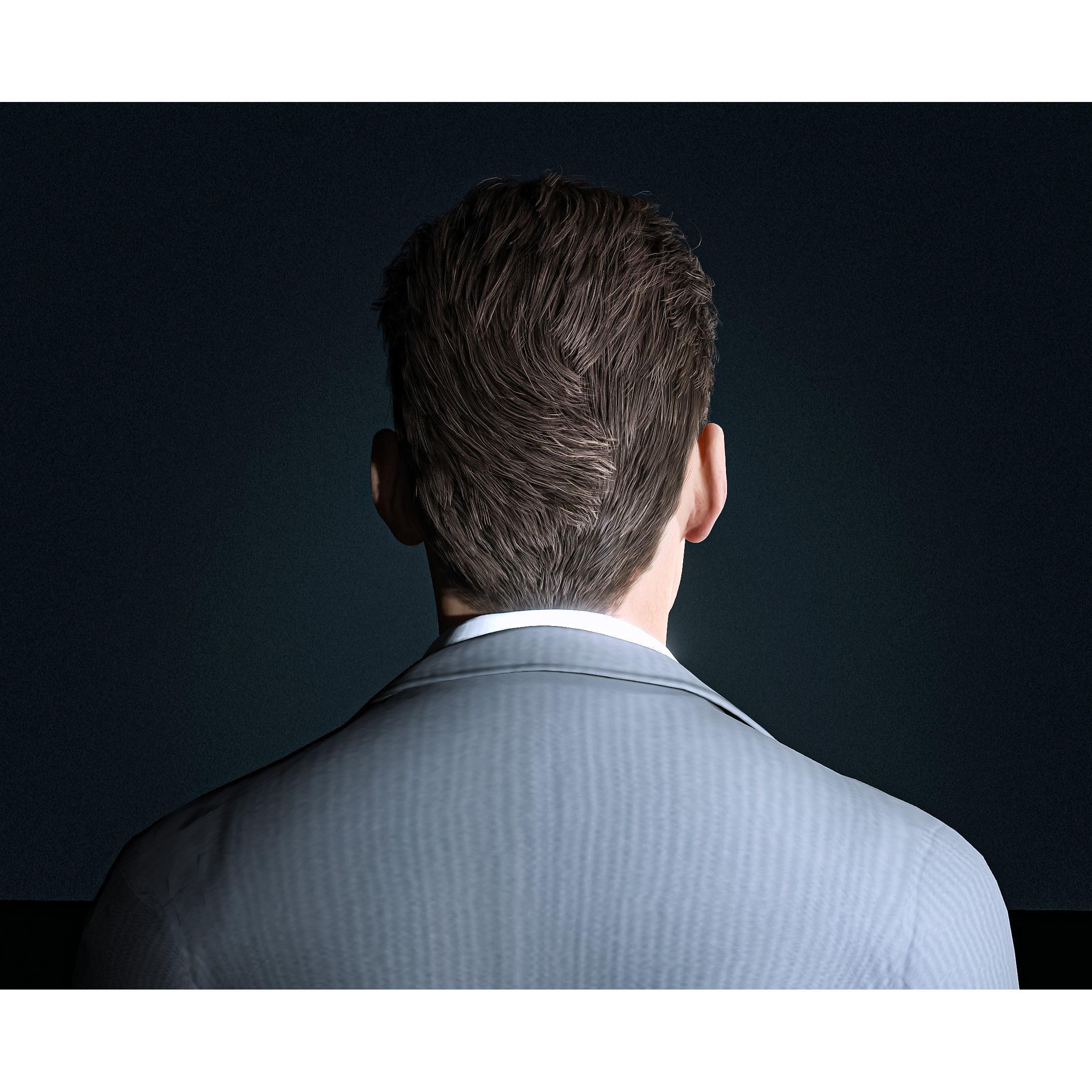 Realistic Man Grey Suit - Low-Poly Game-Ready 3D Model - View 8