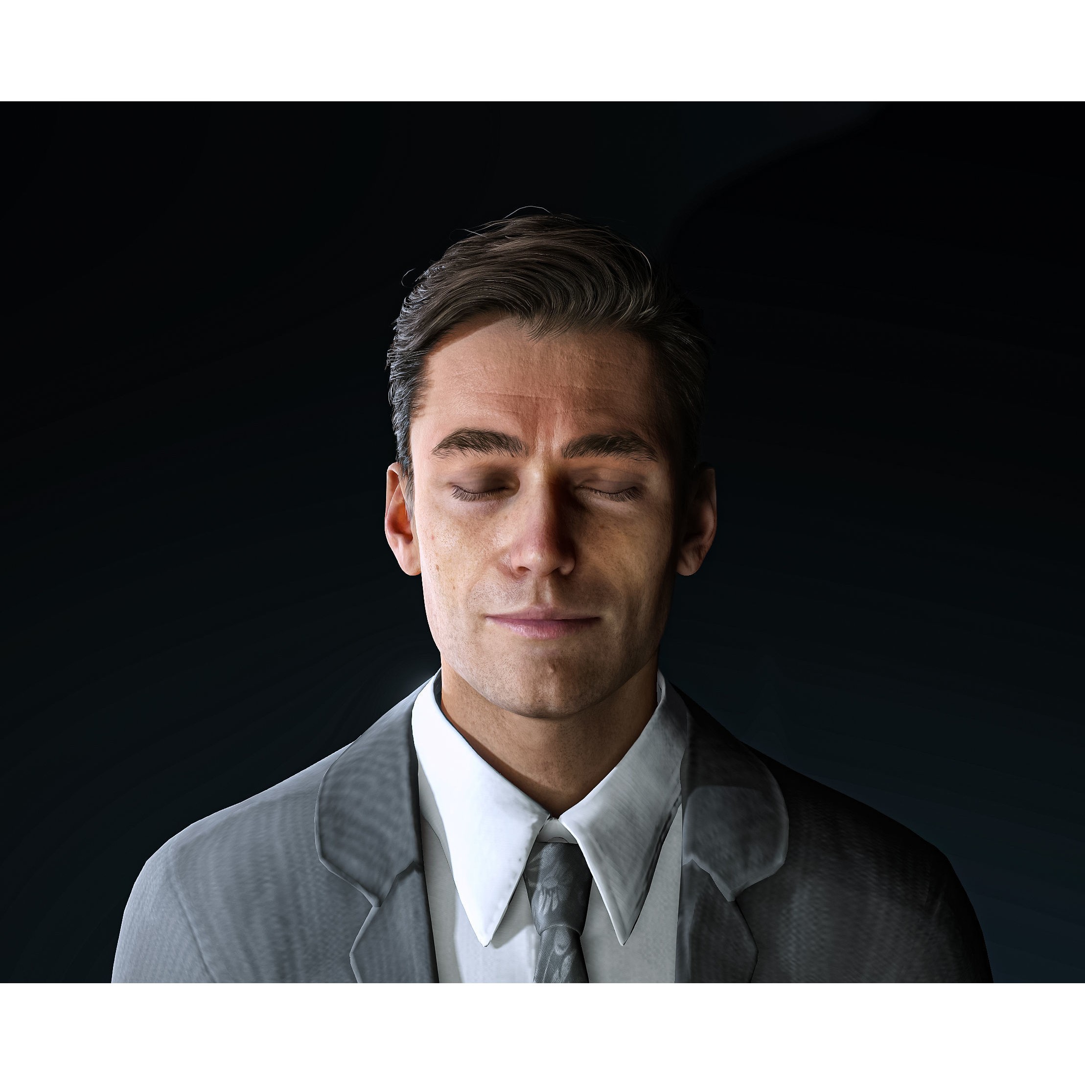 Realistic Man Grey Suit - Low-Poly Game-Ready 3D Model - View 9