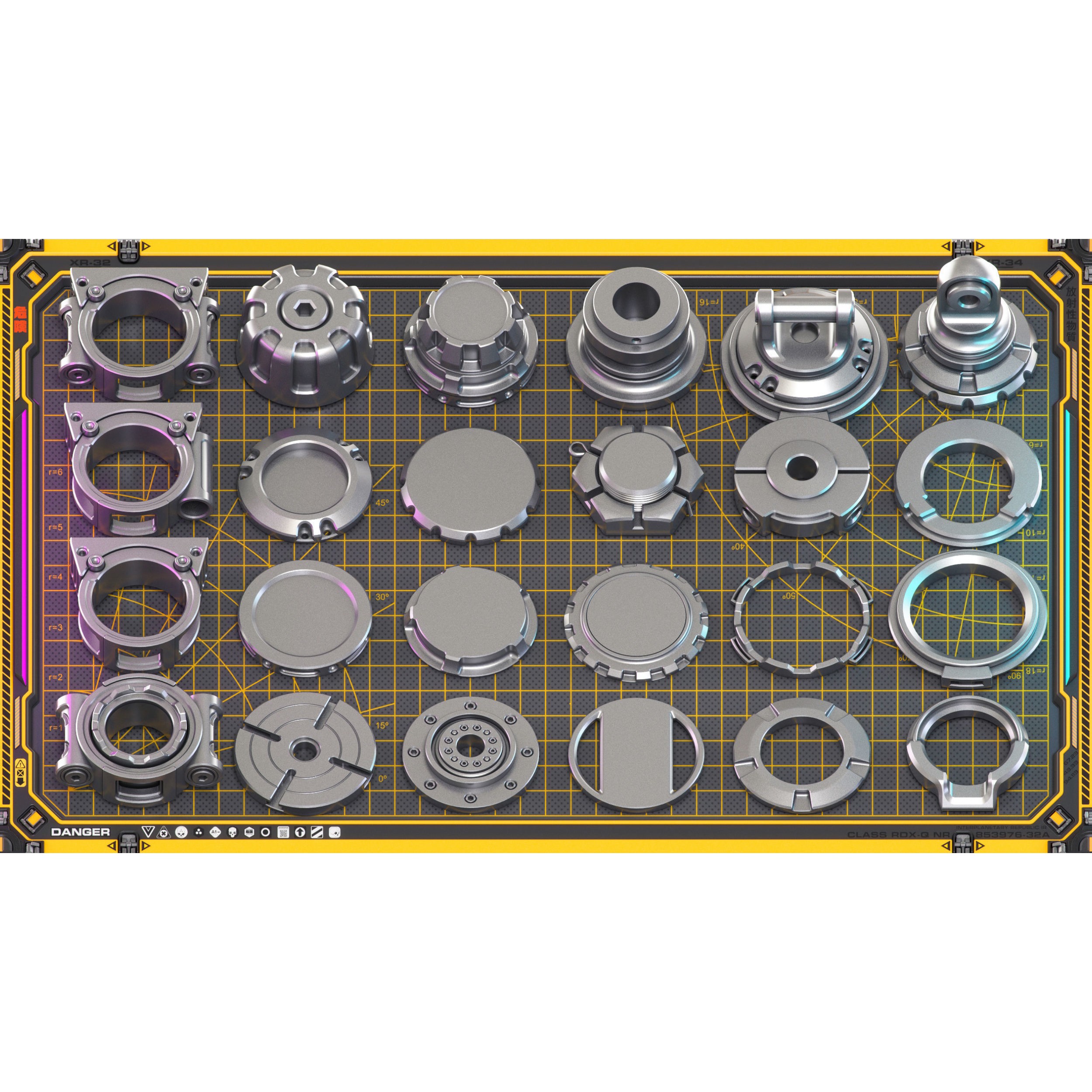 Sci-Fi Hard Surface Mechanical Kitbash - Game-Ready 3D Model