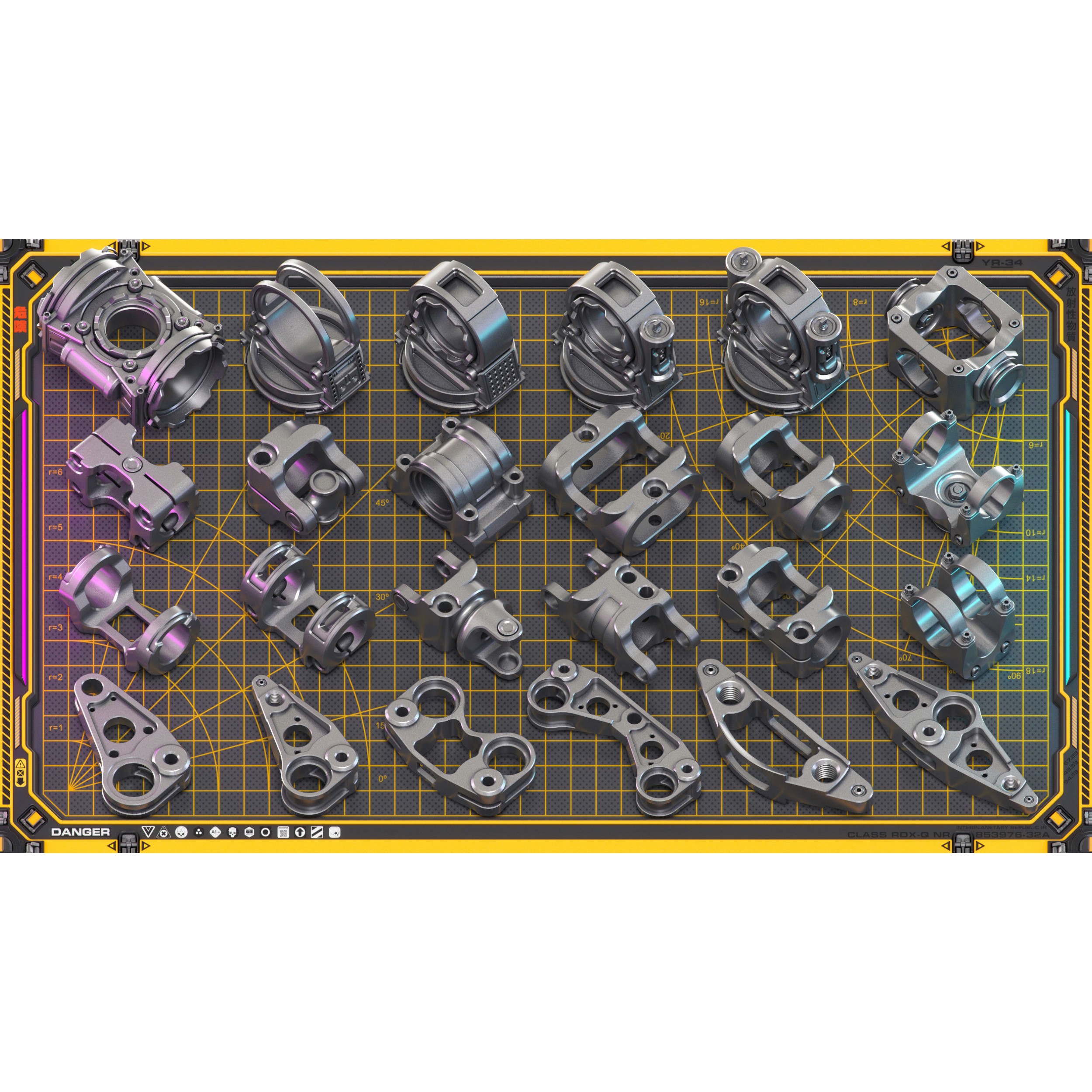 Sci-Fi Hard Surface Mechanical Kitbash - Game-Ready 3D Model - View 12