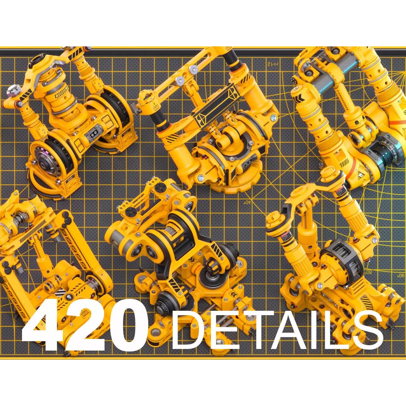 Sci-Fi Hard Surface Mechanical Kitbash - Game-Ready 3D Model - View 2