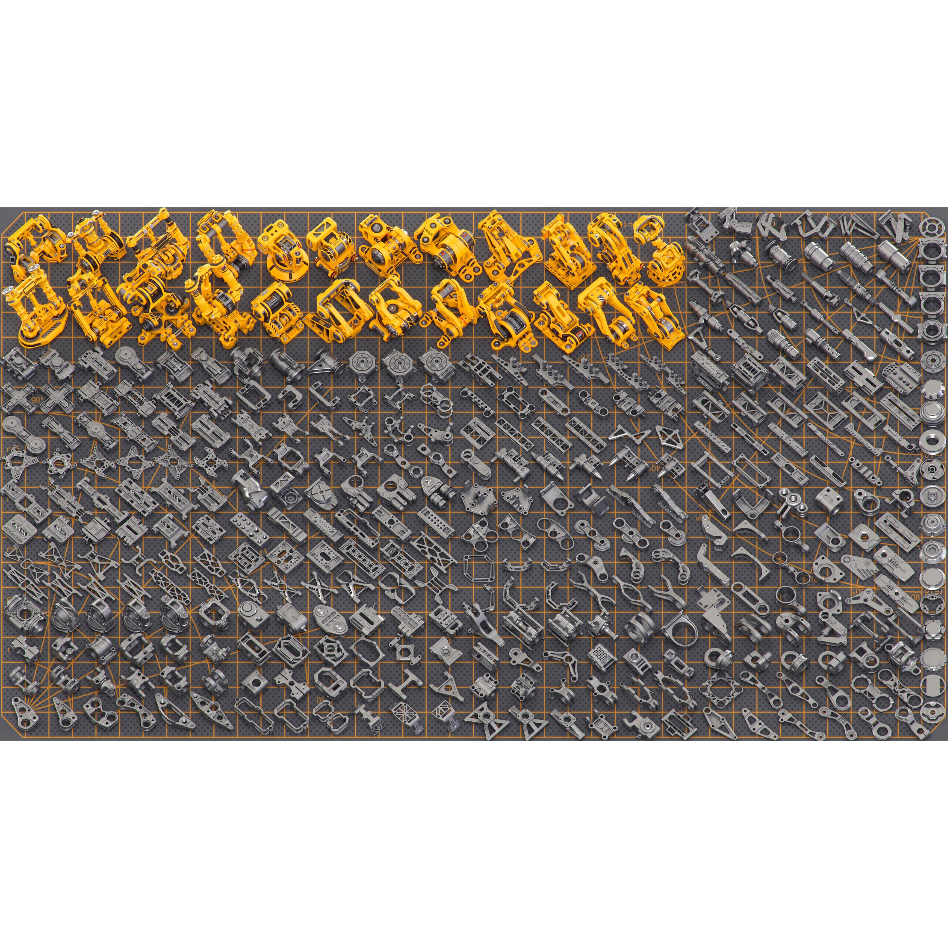 Sci-Fi Hard Surface Mechanical Kitbash - Game-Ready 3D Model - View 4