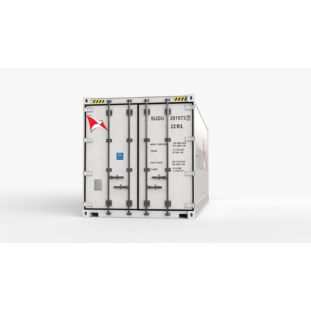 20ft Hamburg Sud Shipping Container 3D Model – High Cube Reefer, PBR - View 8
