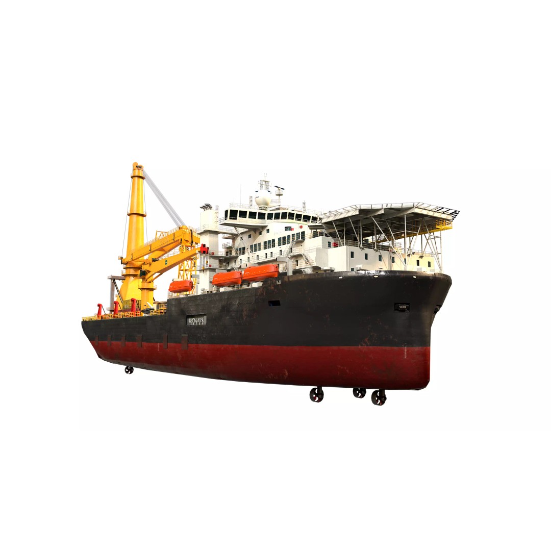 Offshore Installation Vessel 3D Model – Low Poly, Game Ready, FBX - View 10