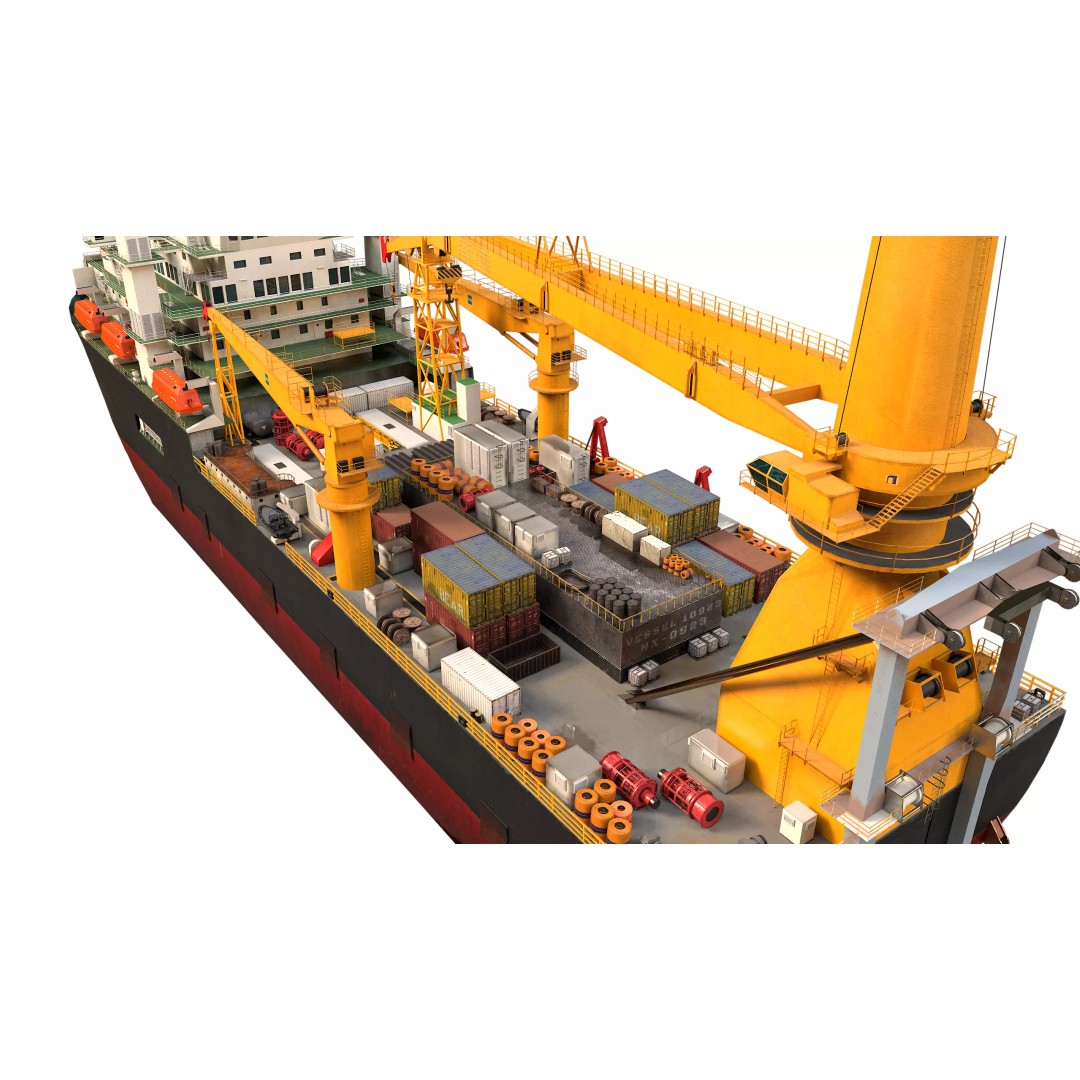 Offshore Installation Vessel 3D Model – Low Poly, Game Ready, FBX - View 15