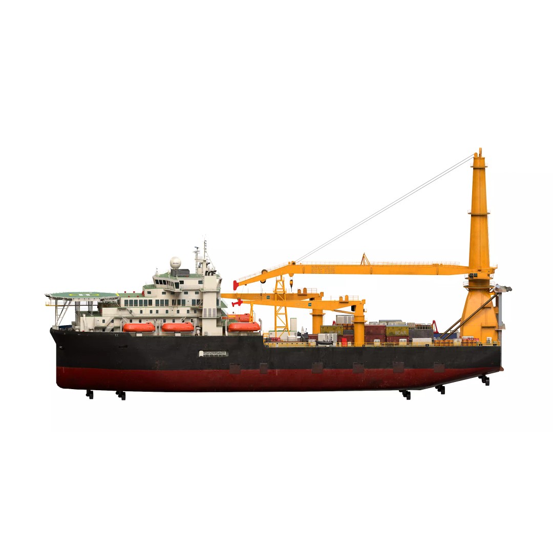 Offshore Installation Vessel 3D Model – Low Poly, Game Ready, FBX - View 8