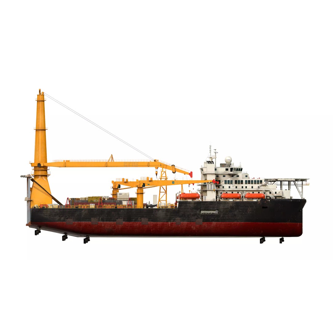 Offshore Installation Vessel 3D Model – Low Poly, Game Ready, FBX - View 9