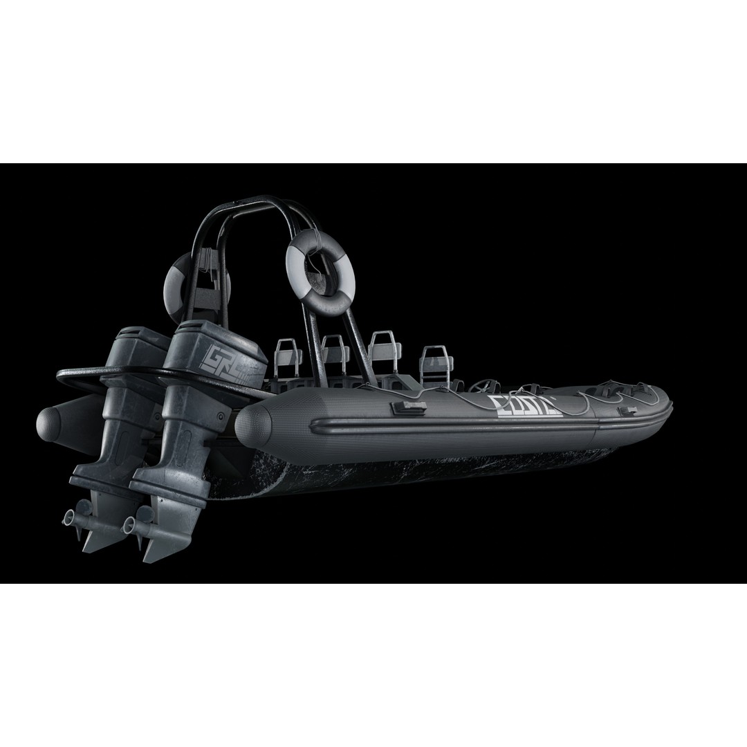 Inflatable Boat 3D Model – Low Poly Game Ready Asset, PBR Textures - View 11
