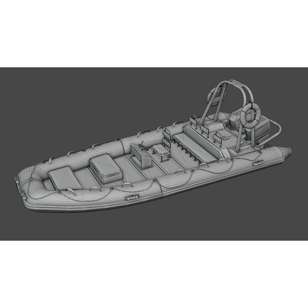Inflatable Boat 3D Model – Low Poly Game Ready Asset, PBR Textures - View 12