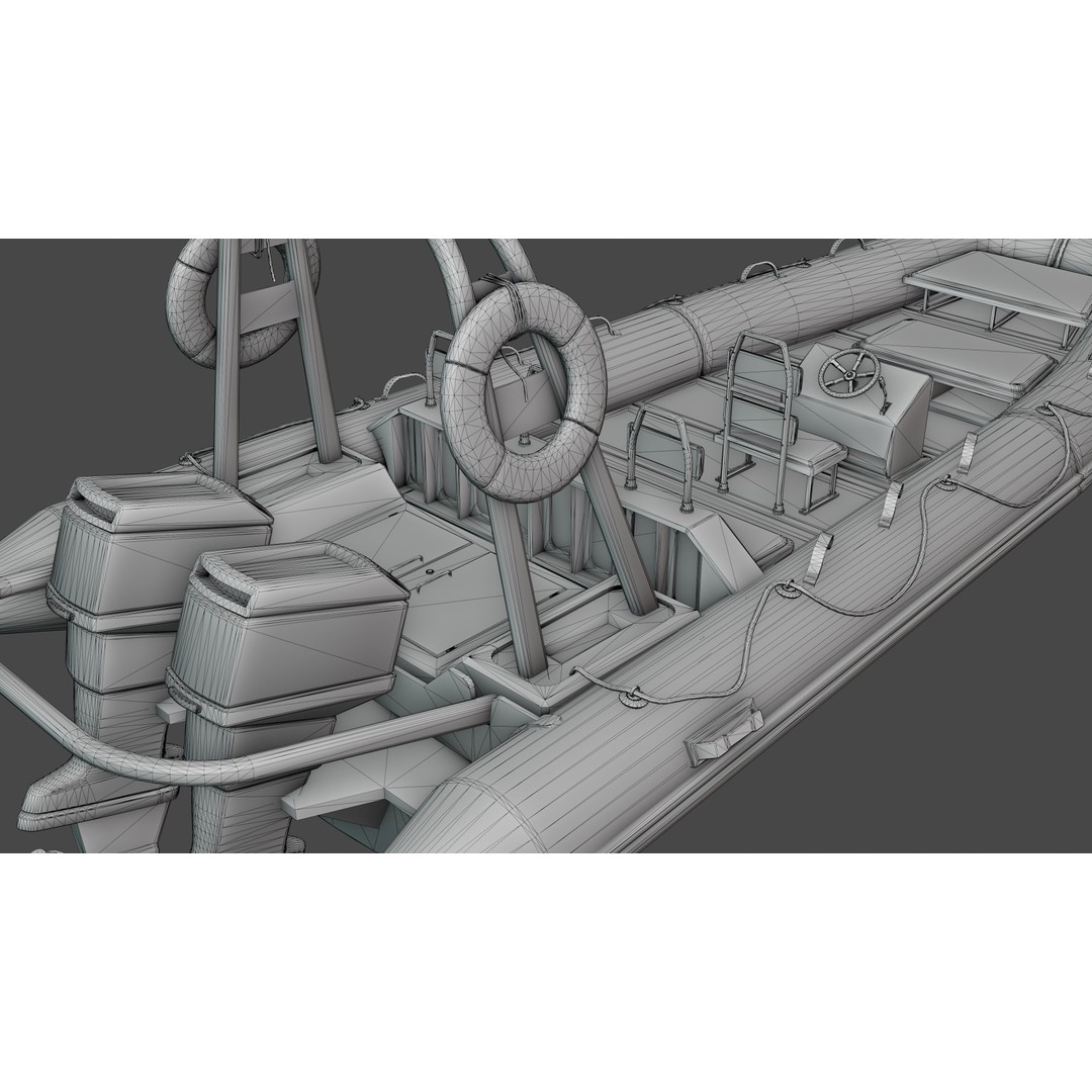 Inflatable Boat 3D Model – Low Poly Game Ready Asset, PBR Textures - View 13