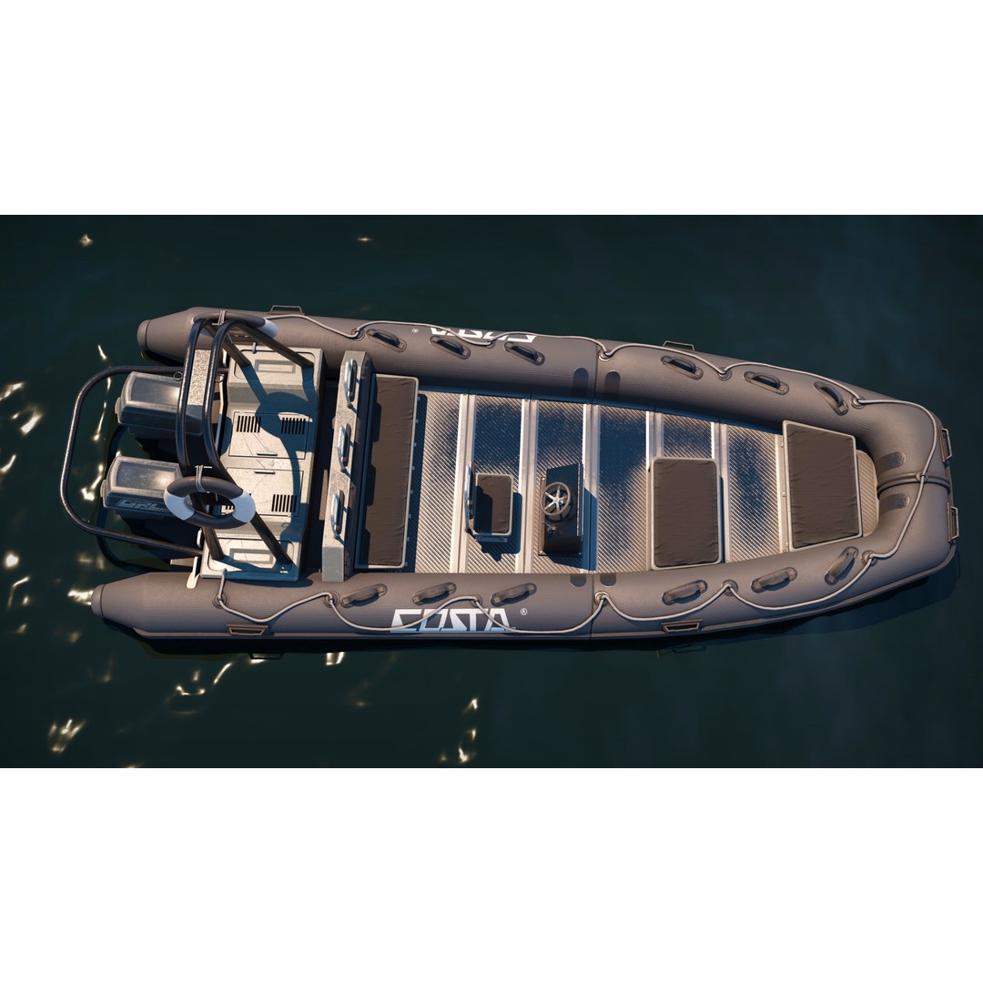 Inflatable Boat 3D Model – Low Poly Game Ready Asset, PBR Textures - View 3