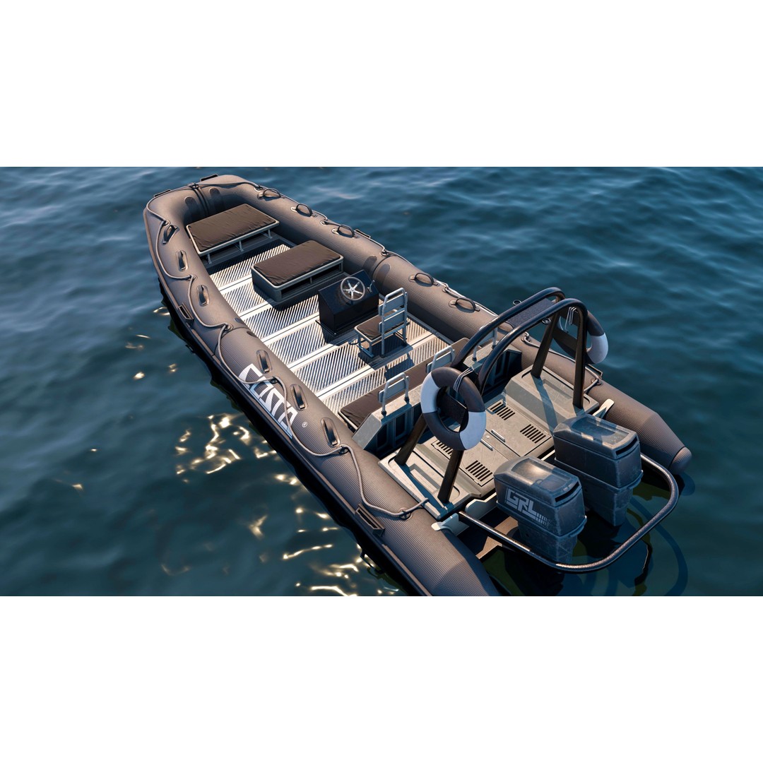 Inflatable Boat 3D Model – Low Poly Game Ready Asset, PBR Textures - View 4
