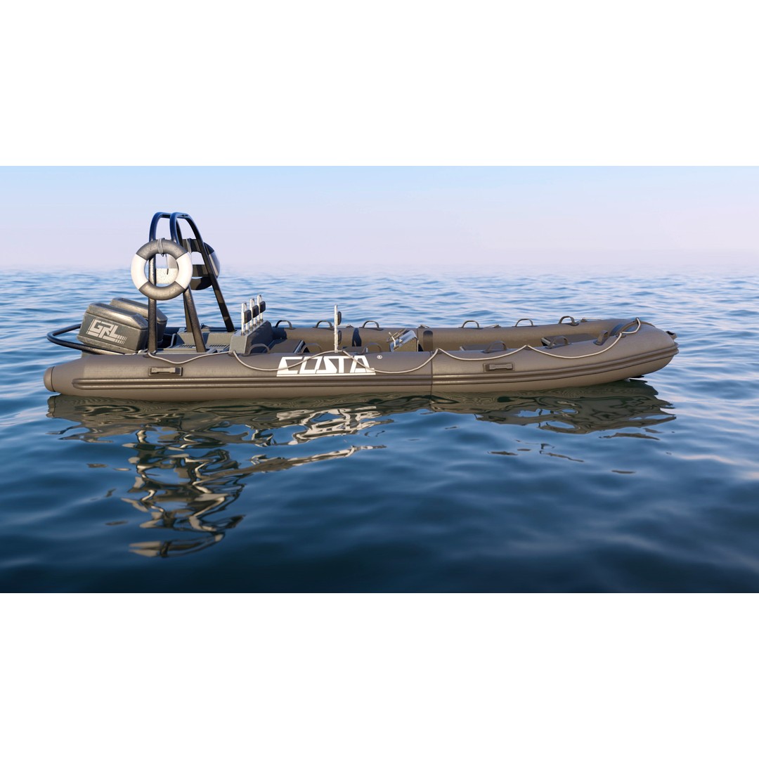 Inflatable Boat 3D Model – Low Poly Game Ready Asset, PBR Textures - View 6