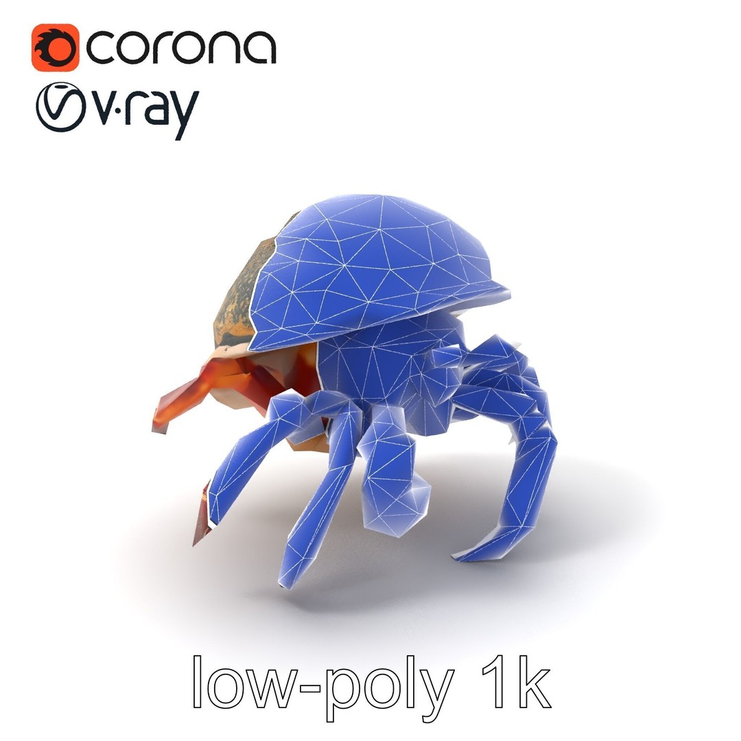 Hermit Crab 3D Model – Low Poly Marine Creature Pack, FBX - View 8