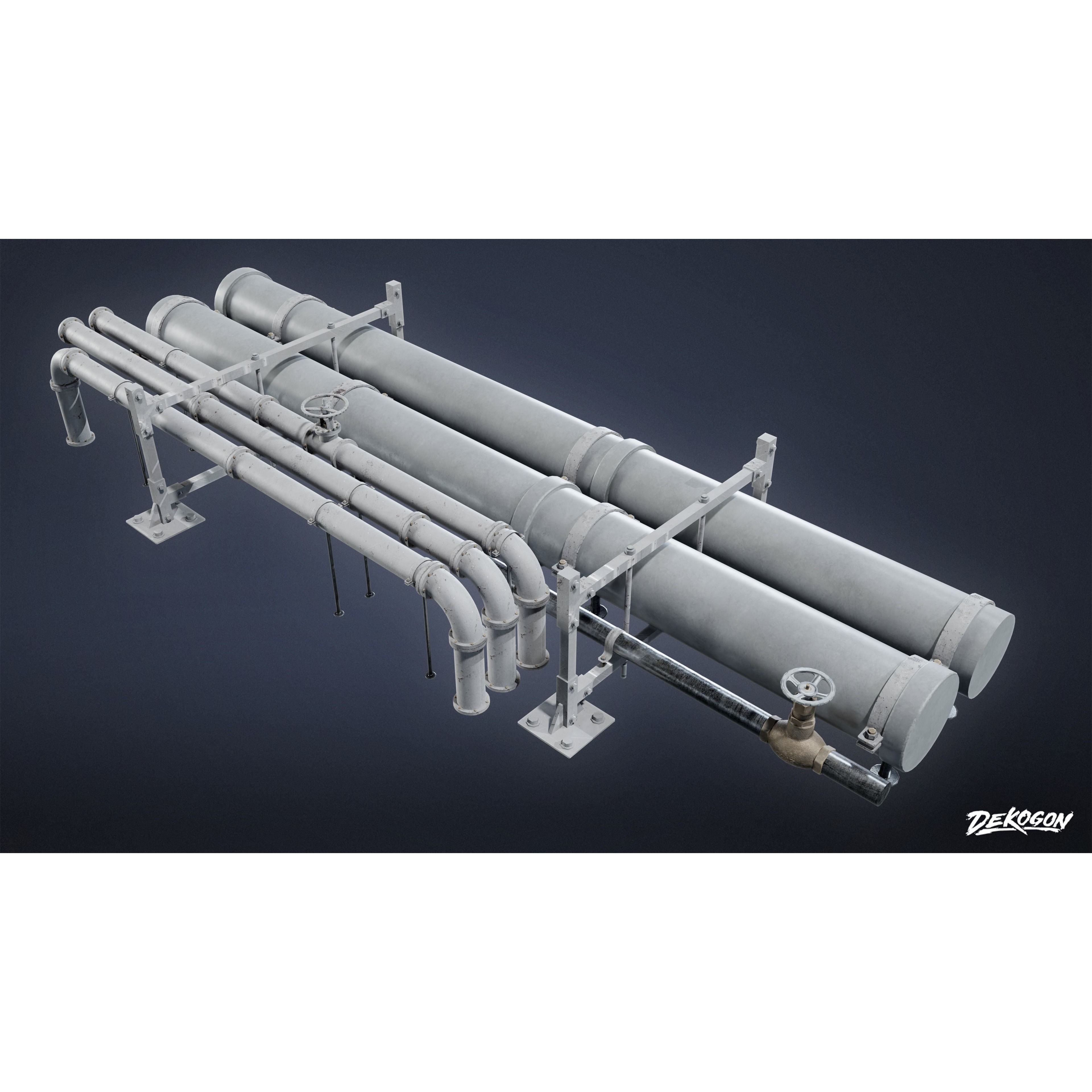 Pipes and Vents - Low-Poly Game-Ready 3D Model - View 10