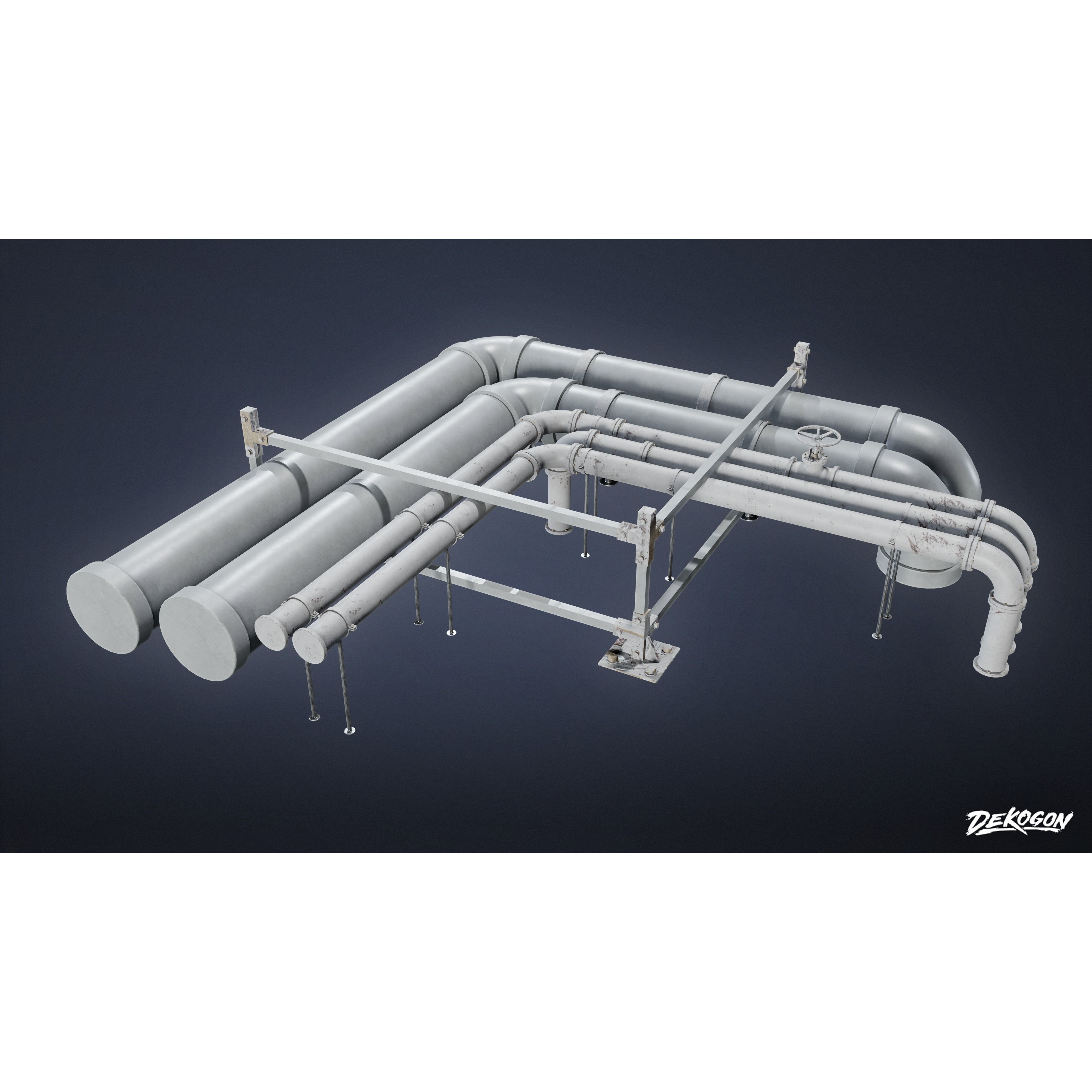 Pipes and Vents - Low-Poly Game-Ready 3D Model - View 11