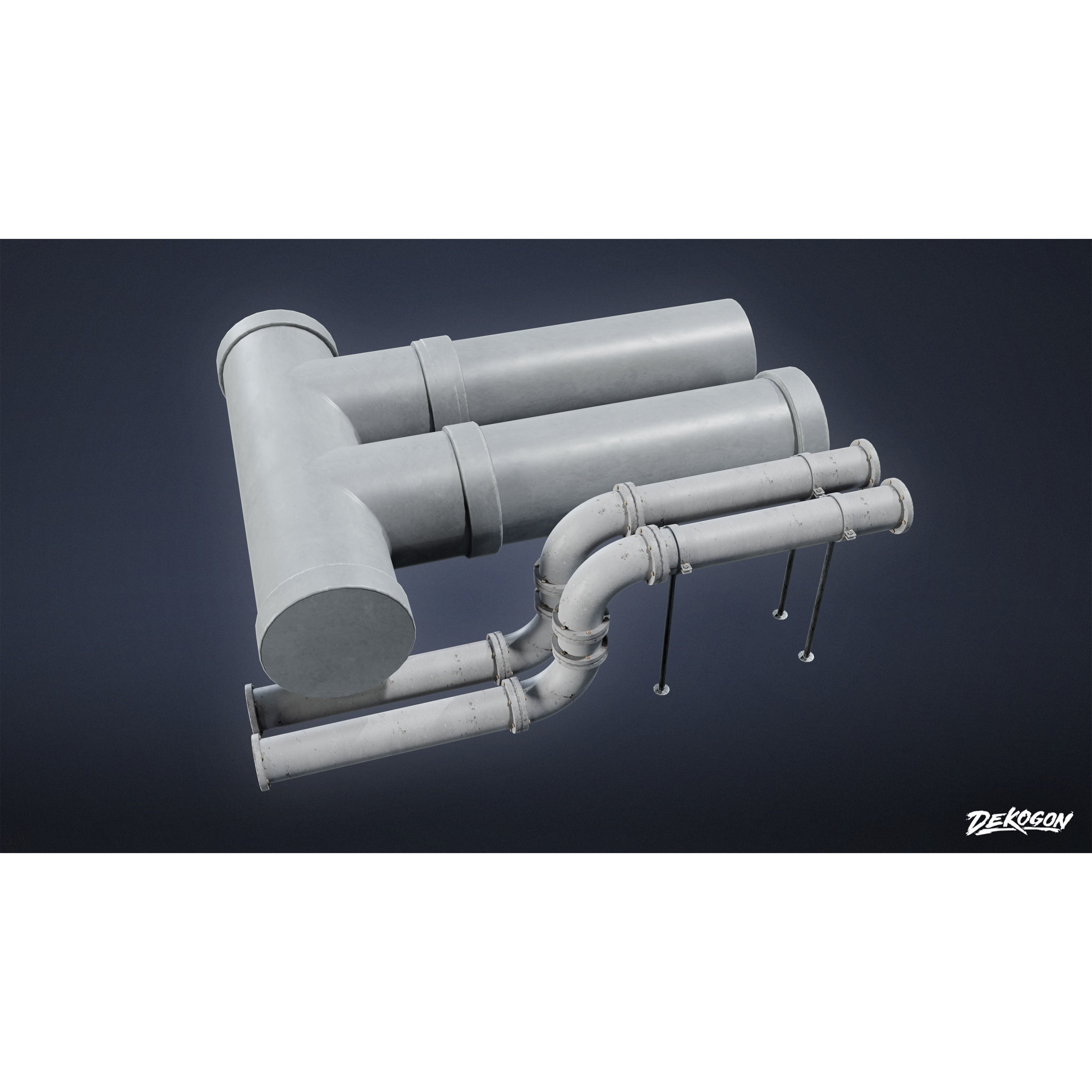 Pipes and Vents - Low-Poly Game-Ready 3D Model - View 13