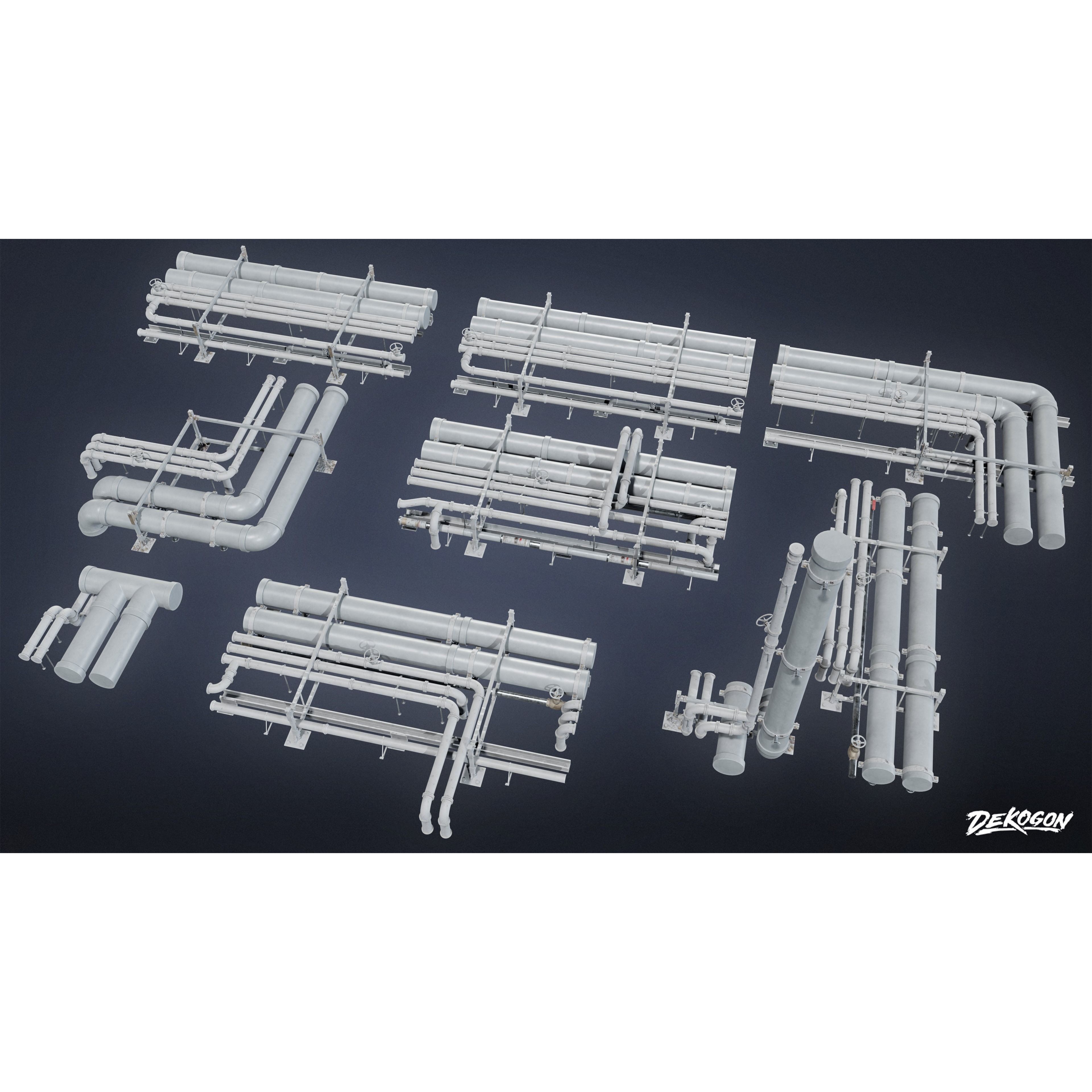 Pipes and Vents - Low-Poly Game-Ready 3D Model - View 15