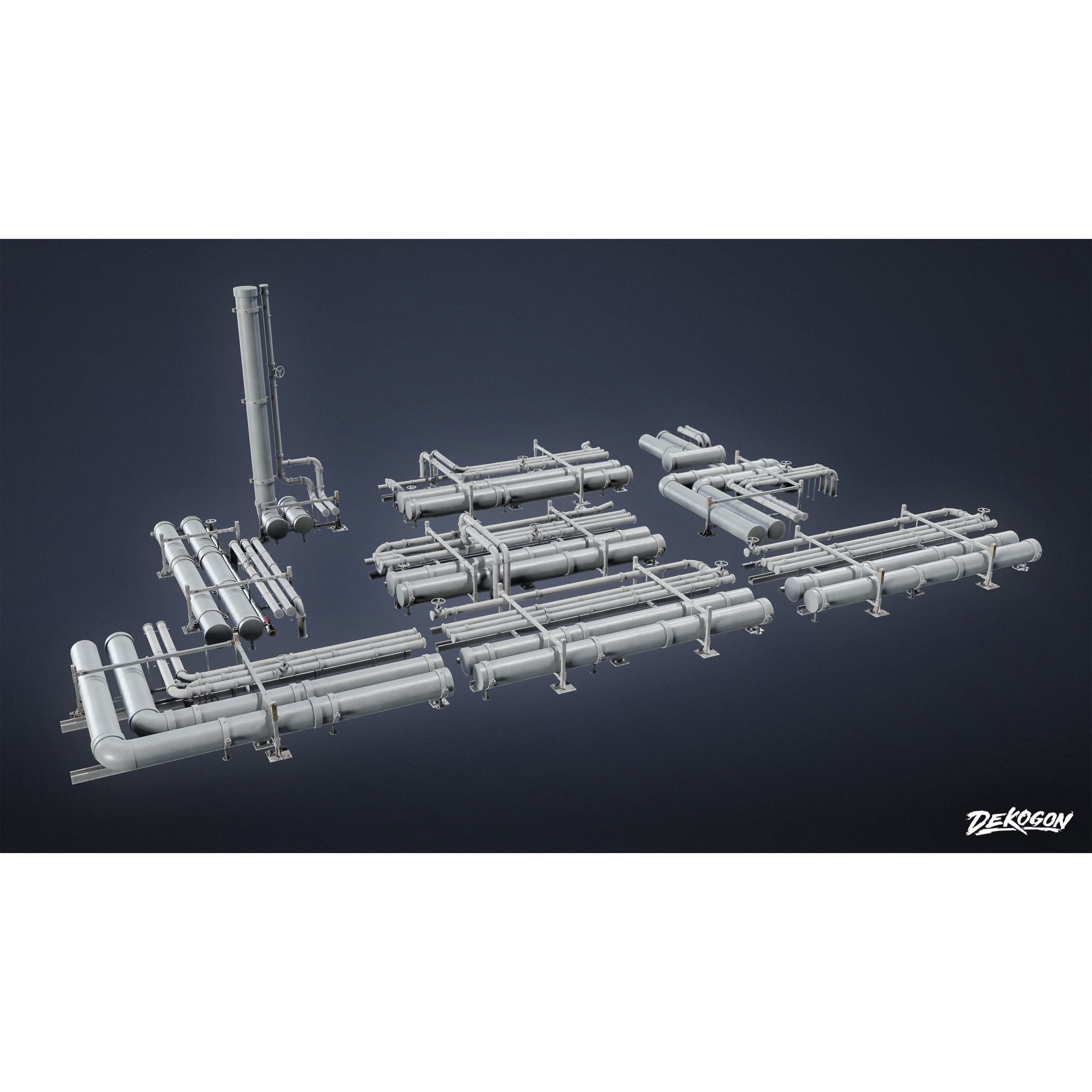 Pipes and Vents - Low-Poly Game-Ready 3D Model - View 17