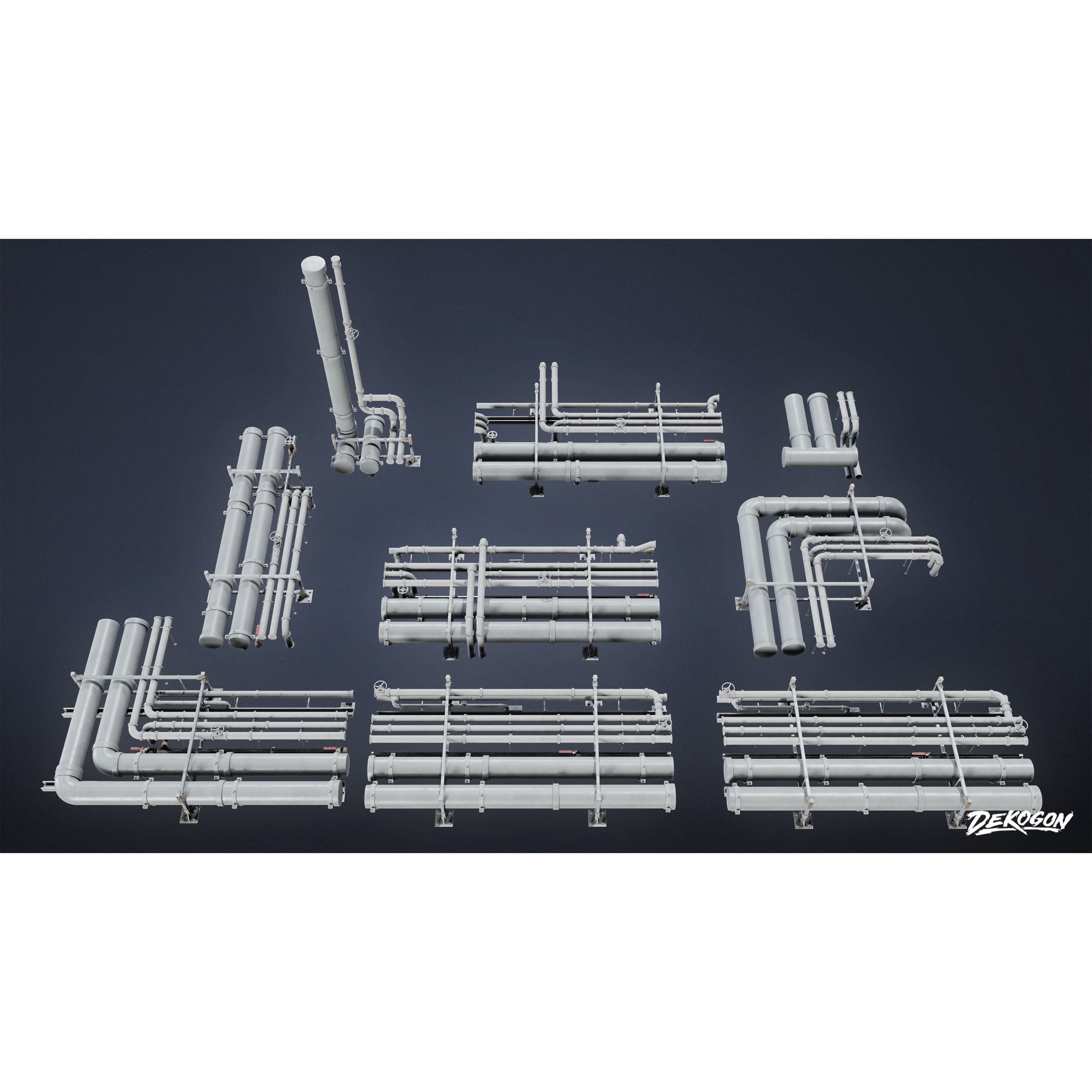 Pipes and Vents - Low-Poly Game-Ready 3D Model - View 18