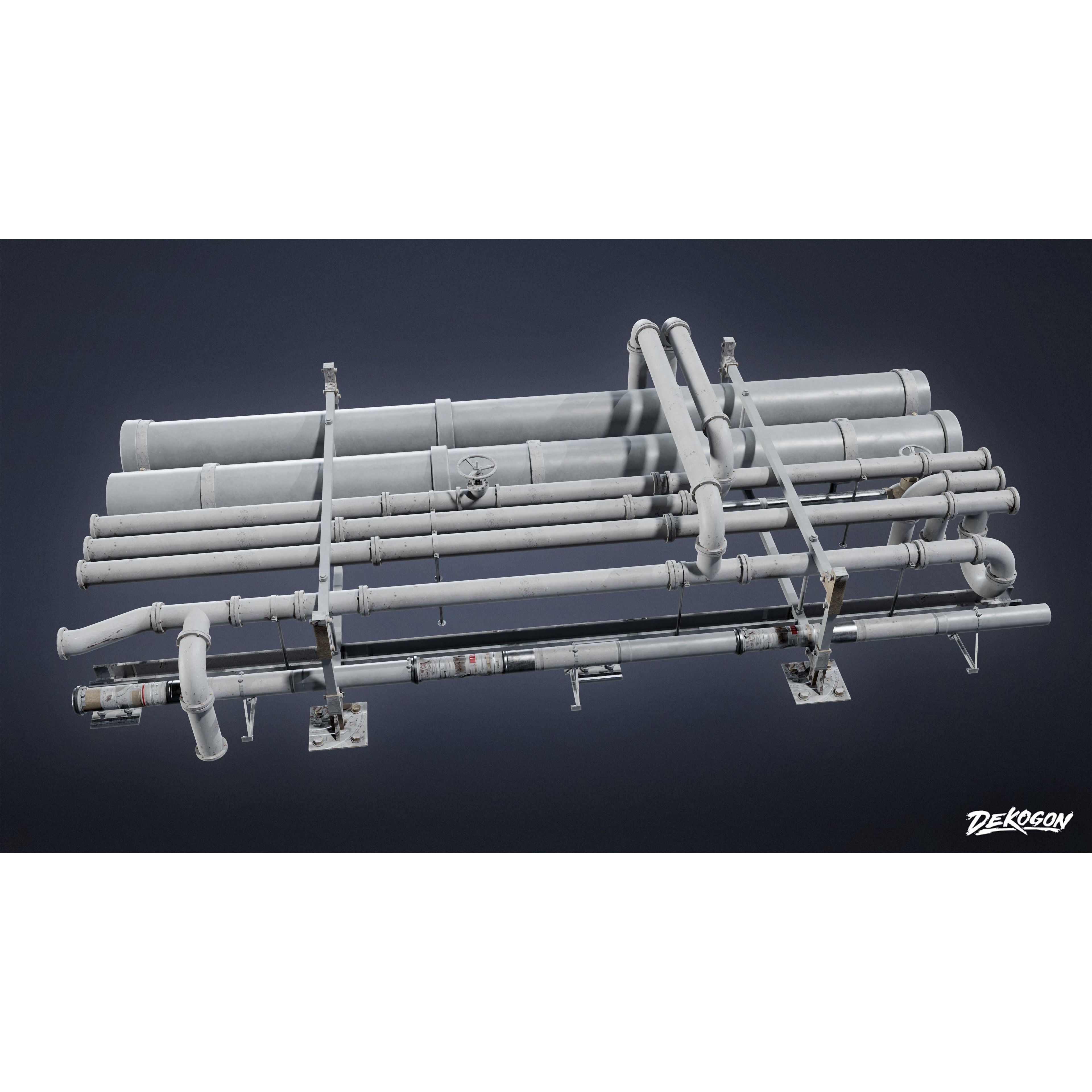 Pipes and Vents - Low-Poly Game-Ready 3D Model - View 3