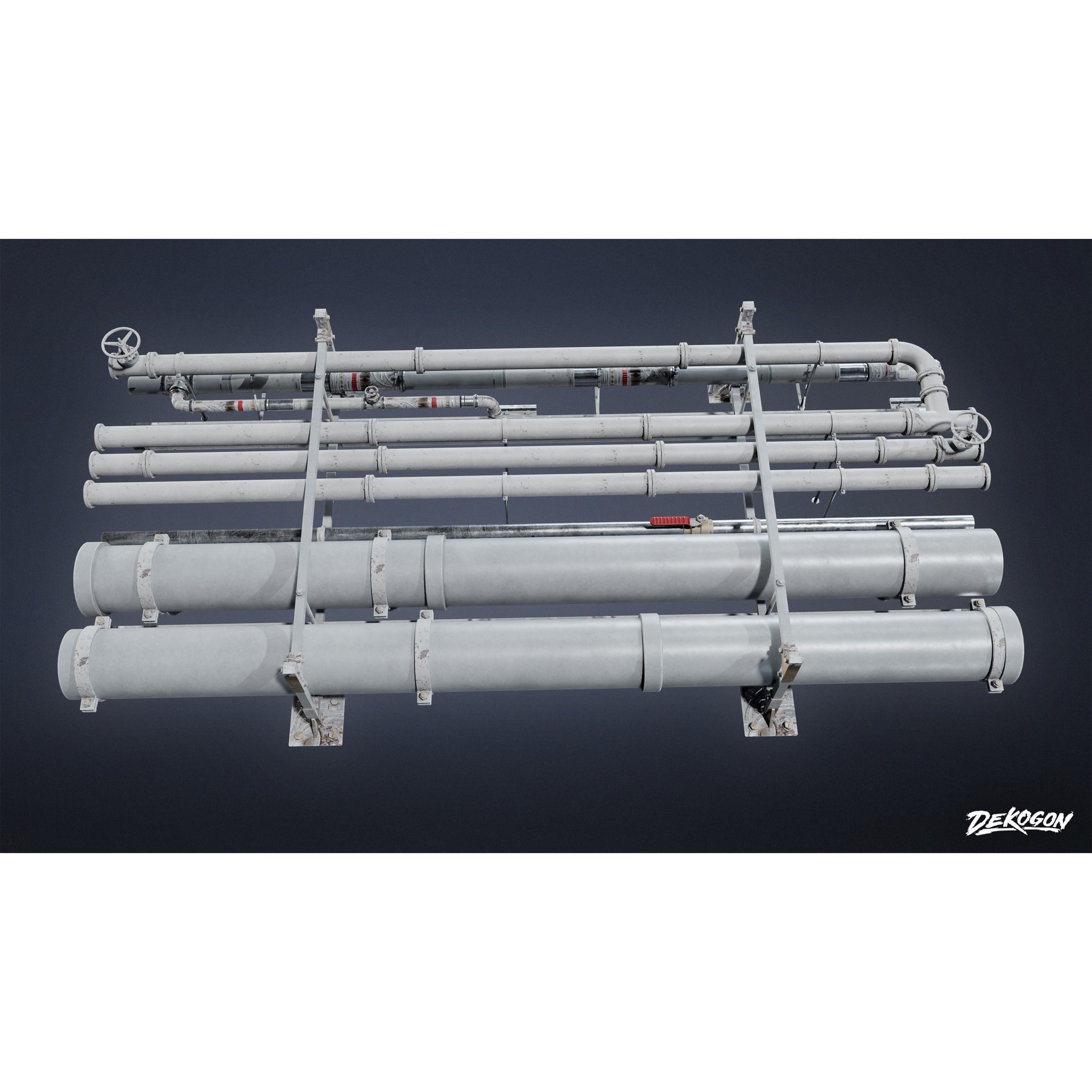 Pipes and Vents - Low-Poly Game-Ready 3D Model - View 4