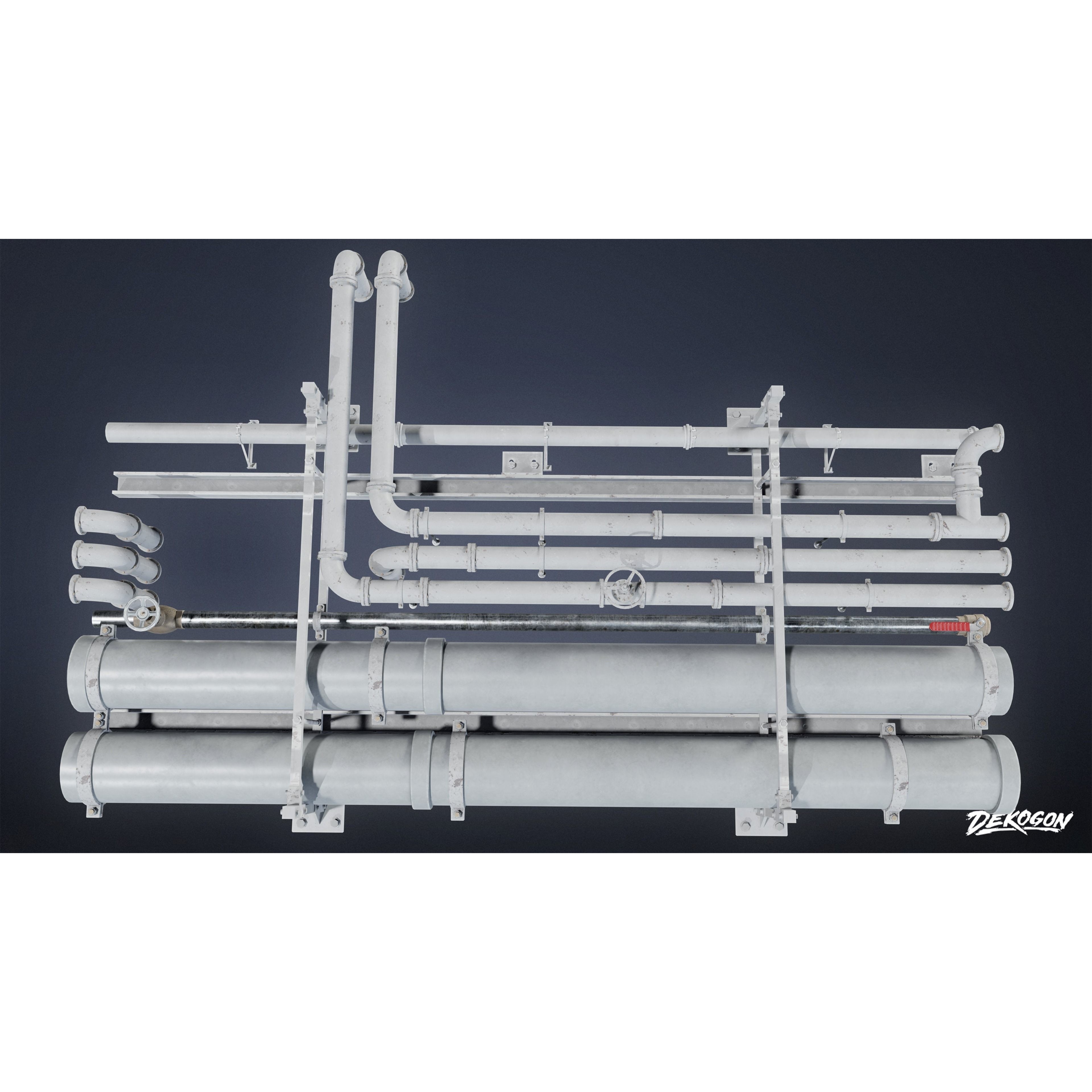 Pipes and Vents - Low-Poly Game-Ready 3D Model - View 6