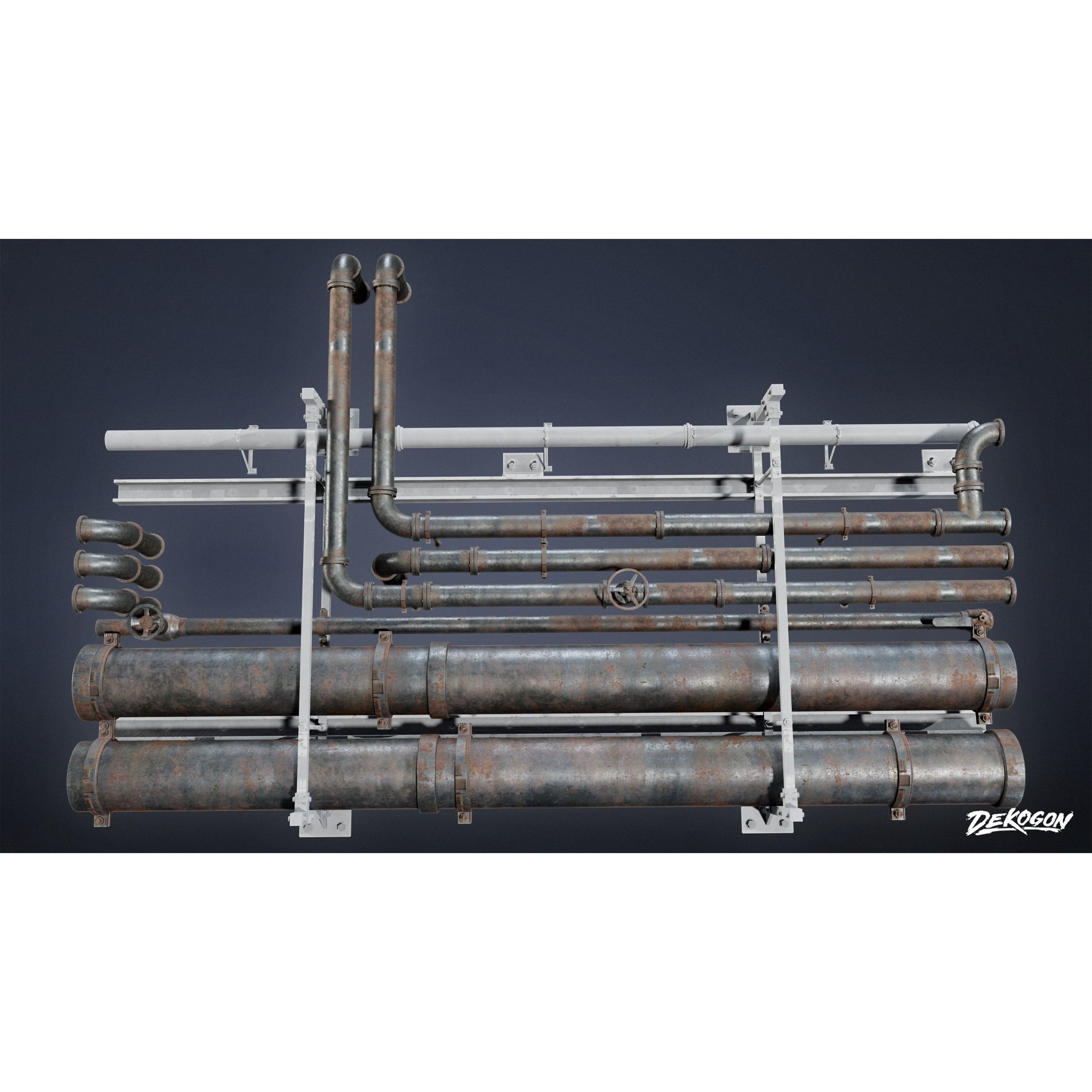 Pipes and Vents - Low-Poly Game-Ready 3D Model - View 7