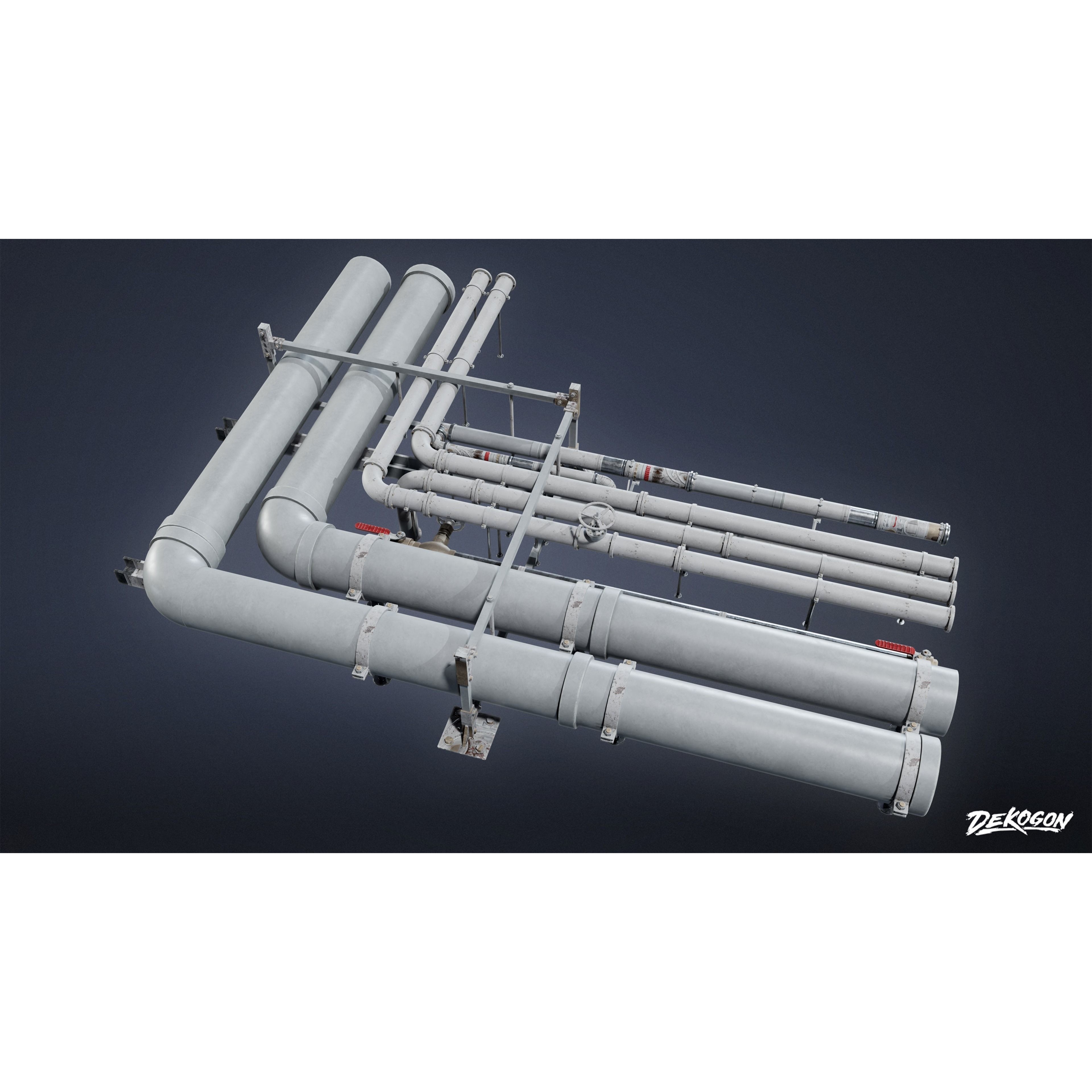 Pipes and Vents - Low-Poly Game-Ready 3D Model - View 8