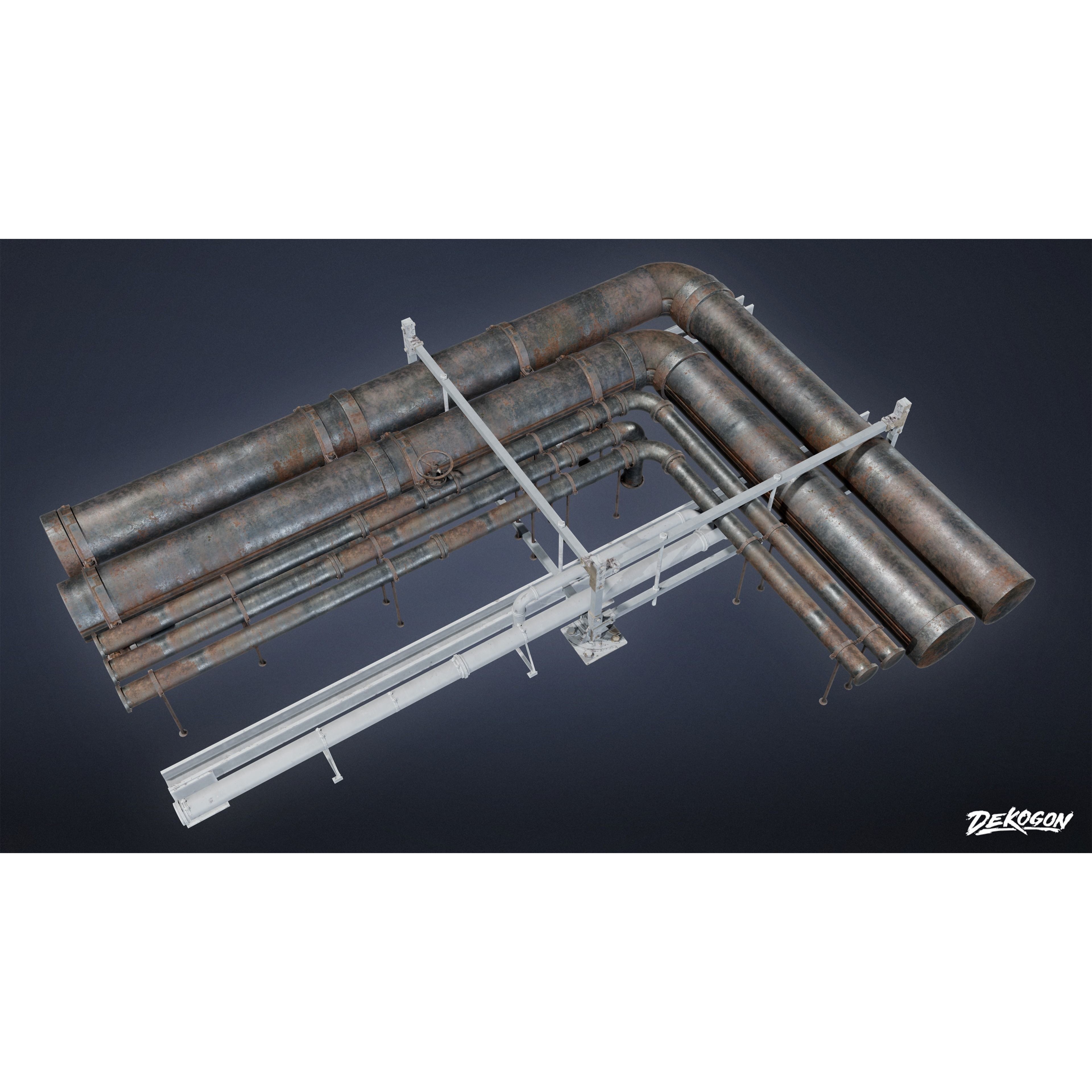 Pipes and Vents - Low-Poly Game-Ready 3D Model - View 9