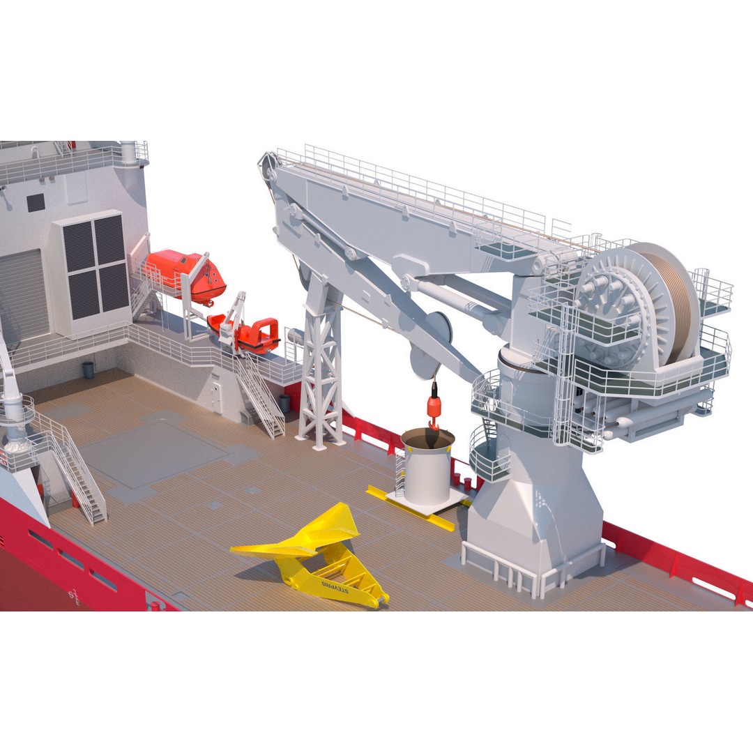 Offshore Subsea Construction Vessel 3D Model – Detailed Industrial Asset, FBX - View 16