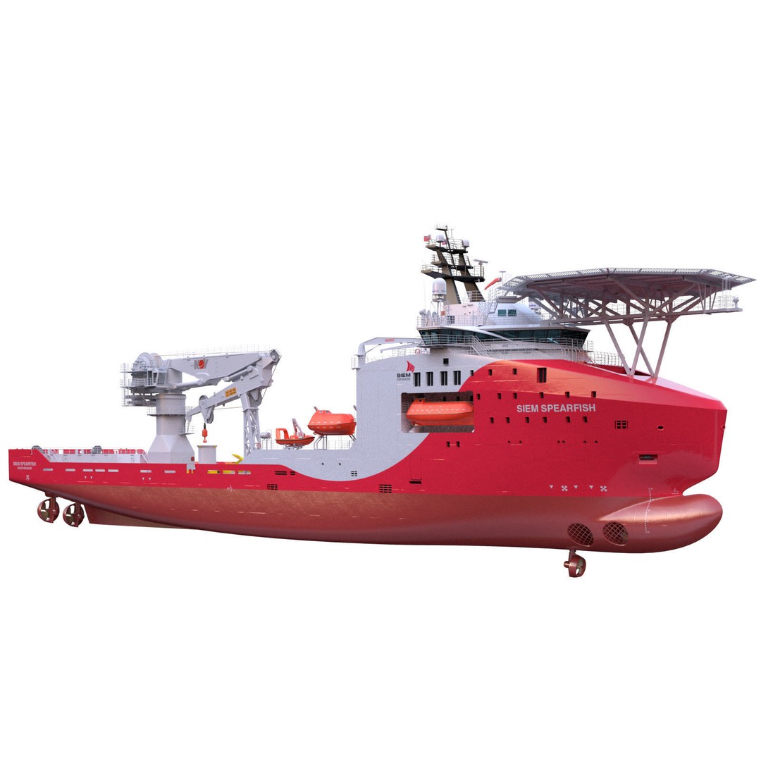 Offshore Subsea Construction Vessel 3D Model – Detailed Industrial Asset, FBX - View 3