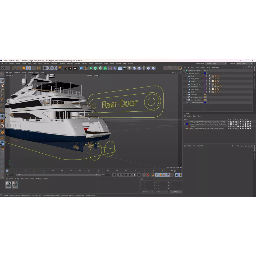 Formosa Mega Yacht 3D Model – Rigged Luxury Vessel for Cinema 4D