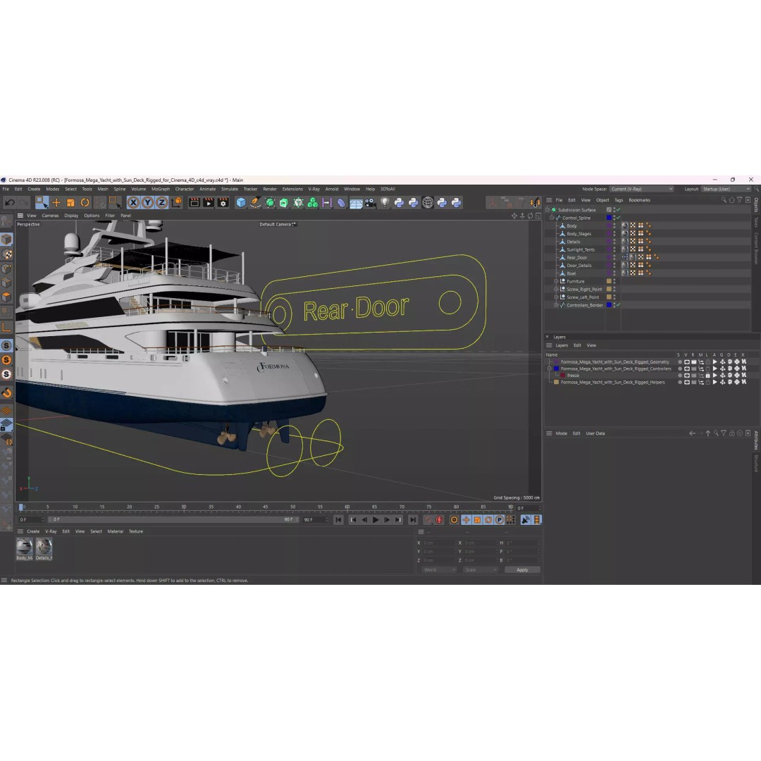 Formosa Mega Yacht 3D Model – Rigged Luxury Vessel for Cinema 4D - View 22