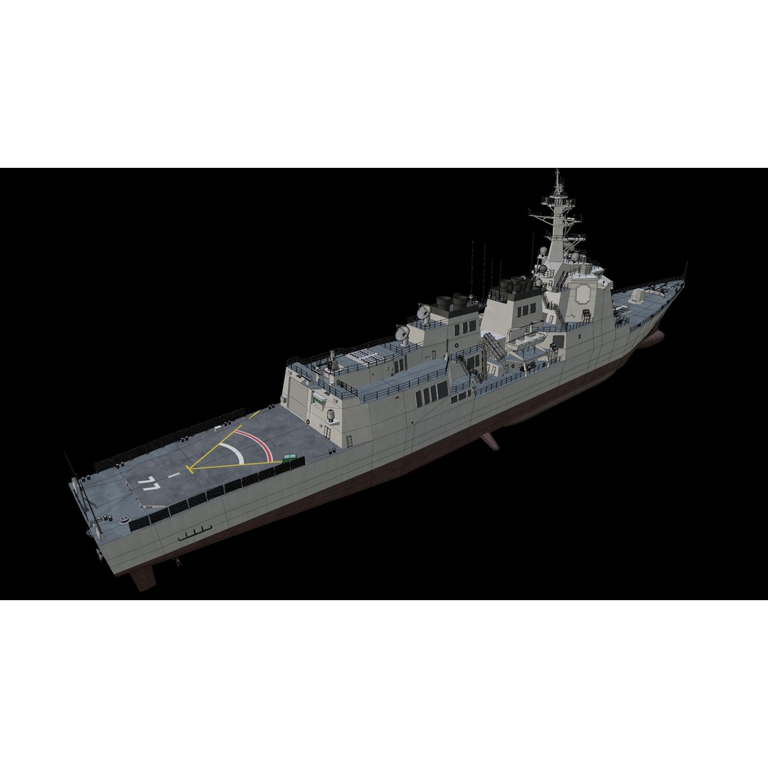 JMSDF Atago Class Missile Destroyer 3D Model – PBR Game Asset, Blender, FBX, OBJ