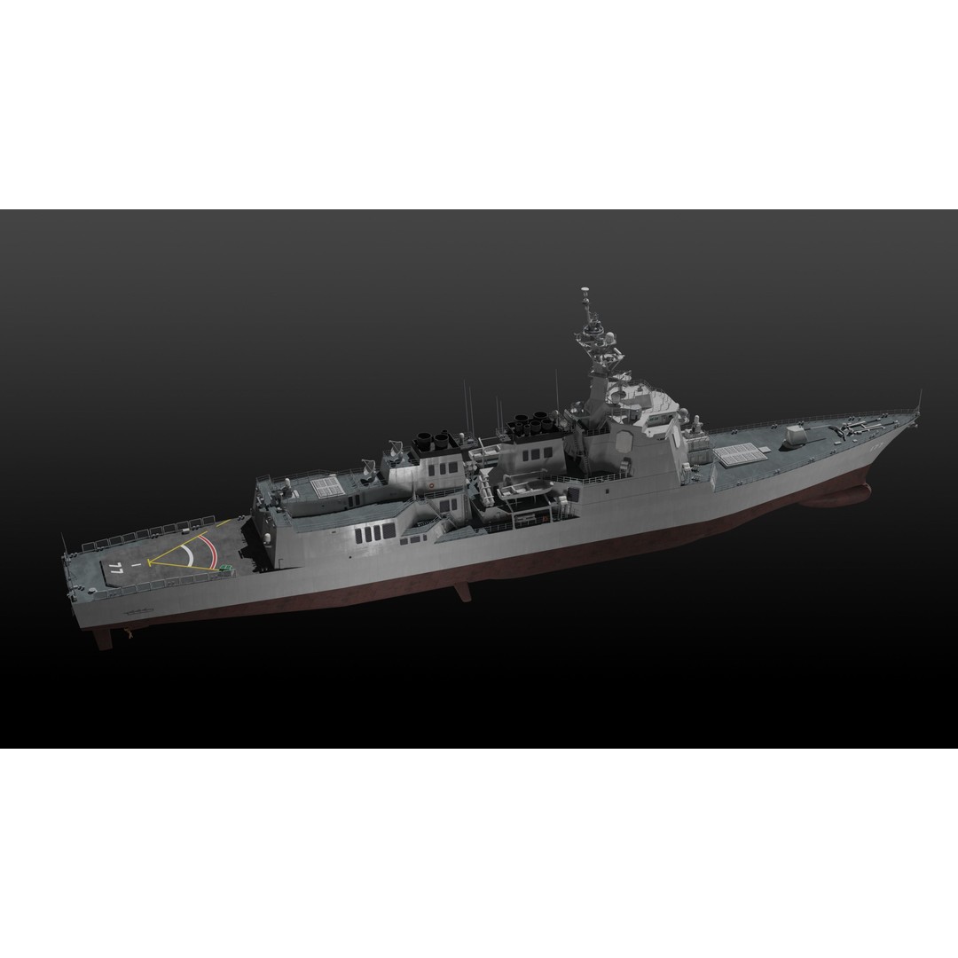 JMSDF Atago Class Missile Destroyer 3D Model – PBR Game Asset, Blender, FBX, OBJ - View 10