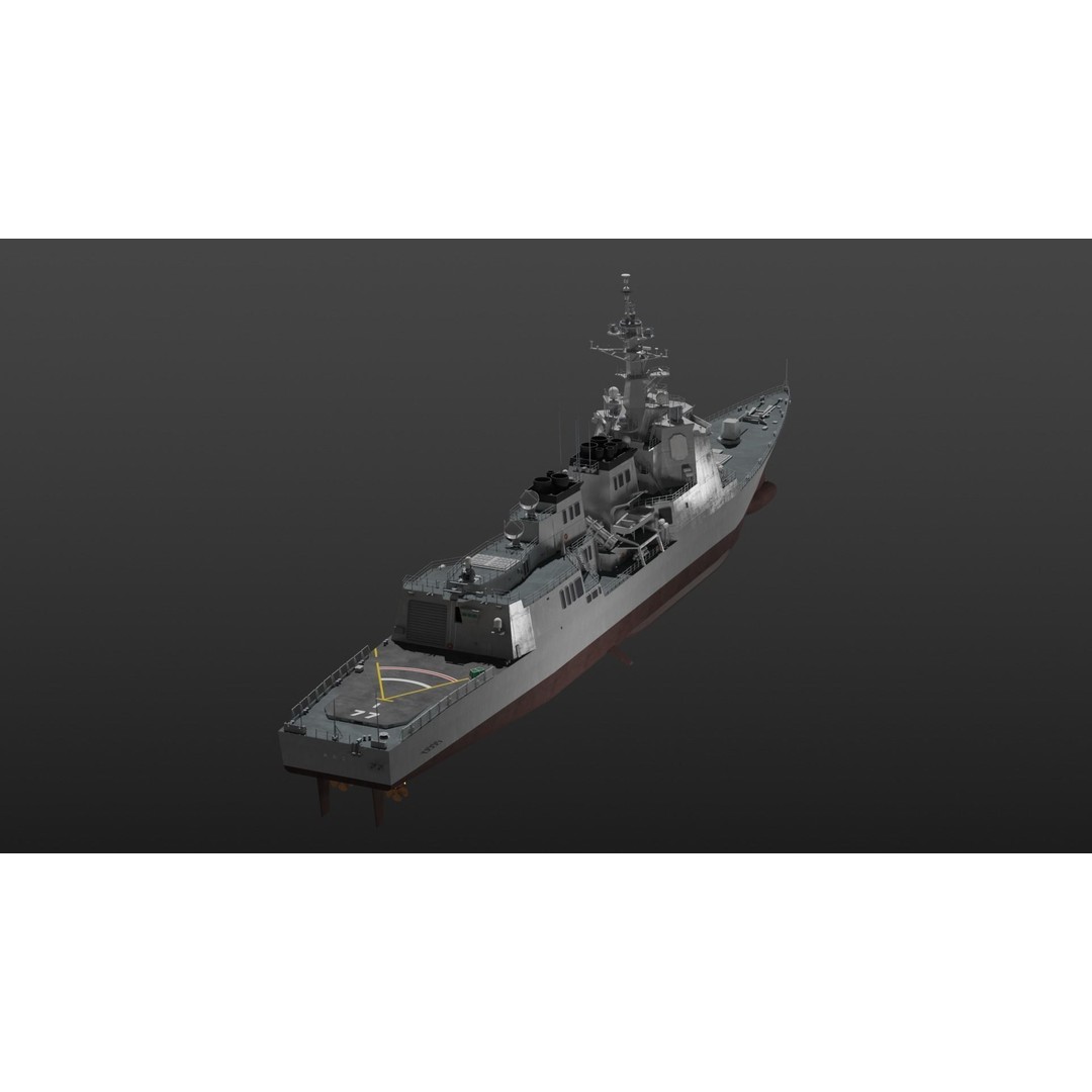 JMSDF Atago Class Missile Destroyer 3D Model – PBR Game Asset, Blender, FBX, OBJ - View 12