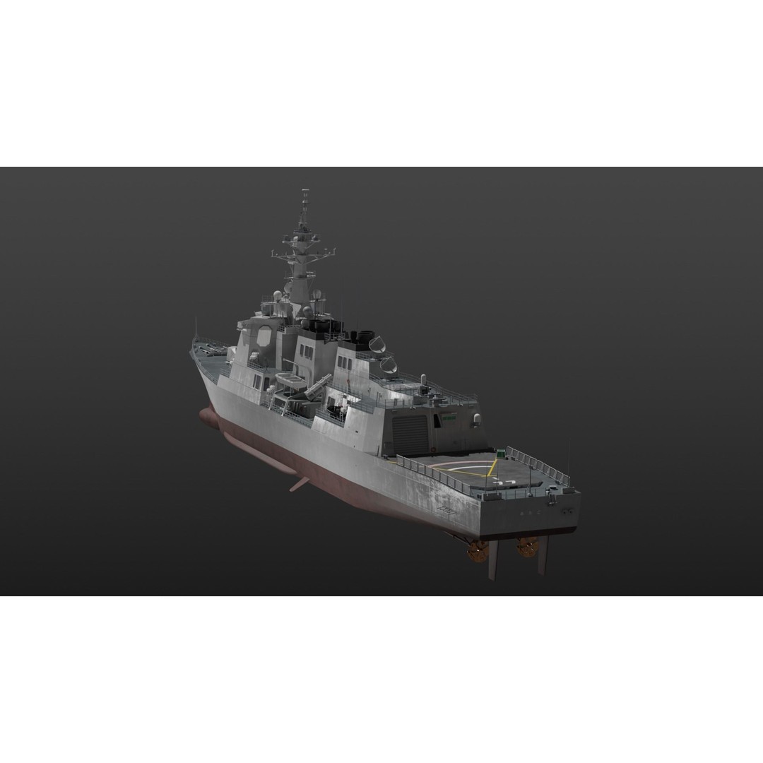 JMSDF Atago Class Missile Destroyer 3D Model – PBR Game Asset, Blender, FBX, OBJ - View 15