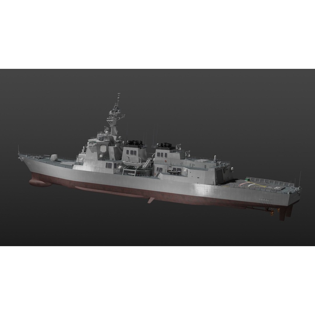 JMSDF Atago Class Missile Destroyer 3D Model – PBR Game Asset, Blender, FBX, OBJ - View 17