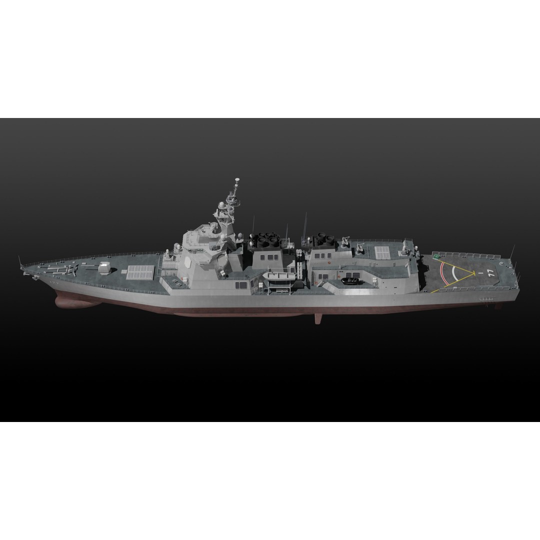 JMSDF Atago Class Missile Destroyer 3D Model – PBR Game Asset, Blender, FBX, OBJ - View 18
