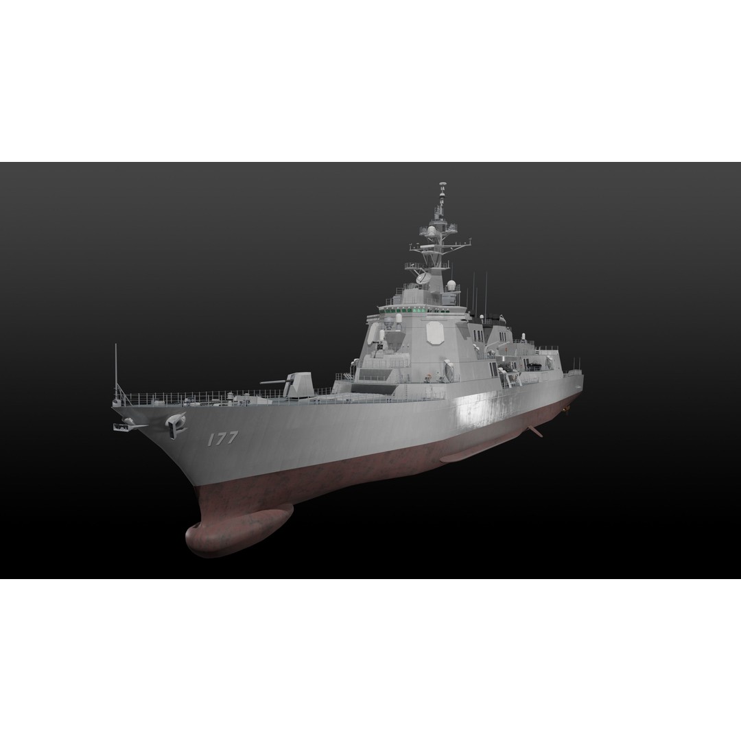 JMSDF Atago Class Missile Destroyer 3D Model – PBR Game Asset, Blender, FBX, OBJ - View 4