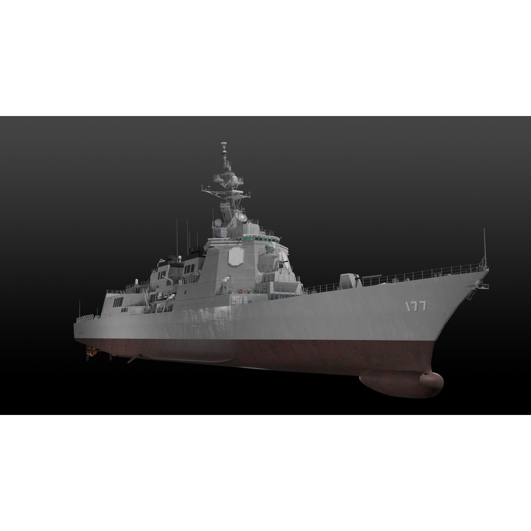 JMSDF Atago Class Missile Destroyer 3D Model – PBR Game Asset, Blender, FBX, OBJ - View 6
