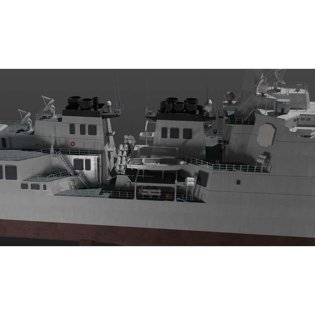 JMSDF Atago Class Missile Destroyer 3D Model – PBR Game Asset, Blender, FBX, OBJ - View 8